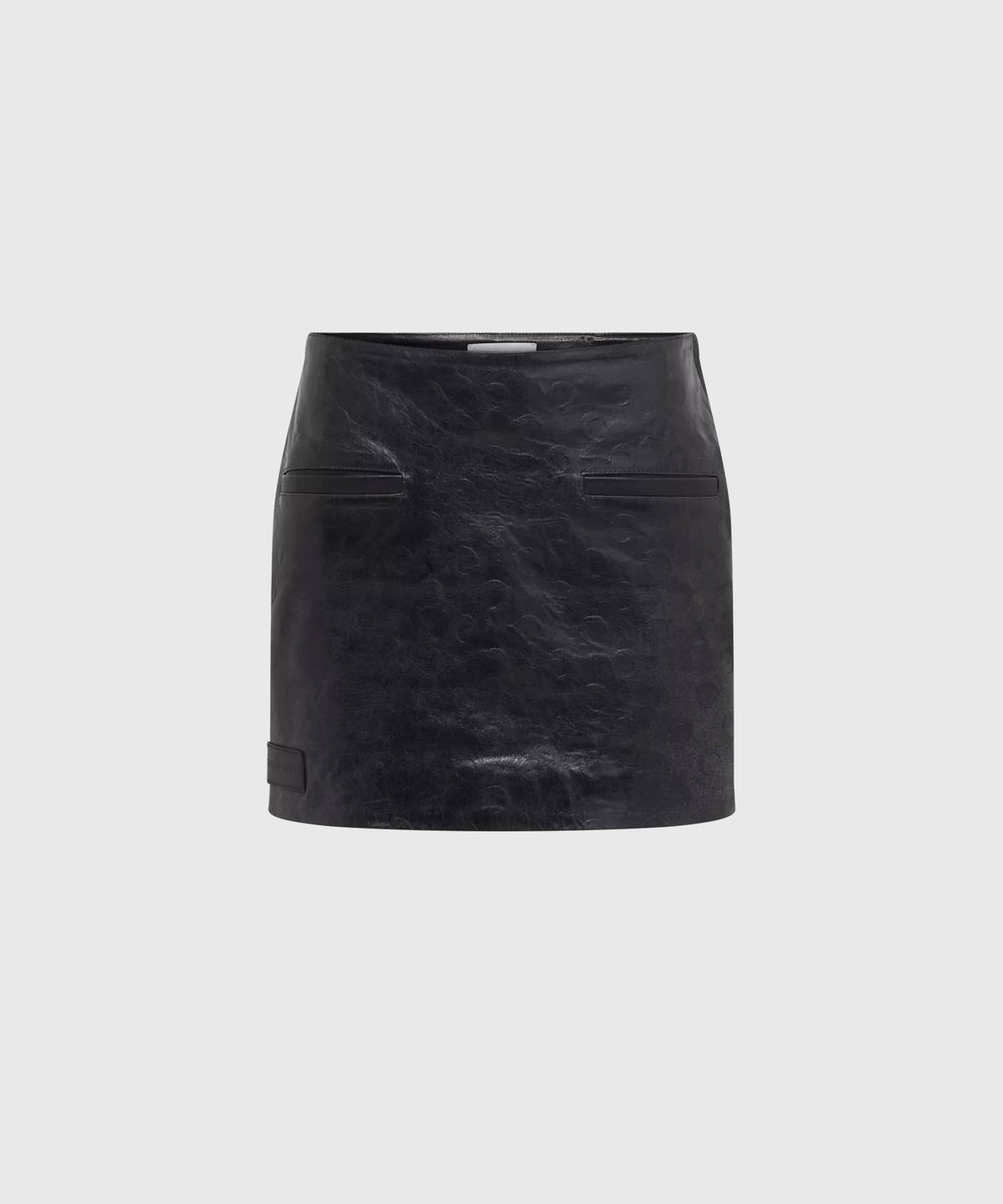 마린 세르(MARINE SERRE) (W) 글로시 문 레더 미니 스커트 블랙 GLOSSY MOON LEATHER MINI SKIRT BK99 BLACK