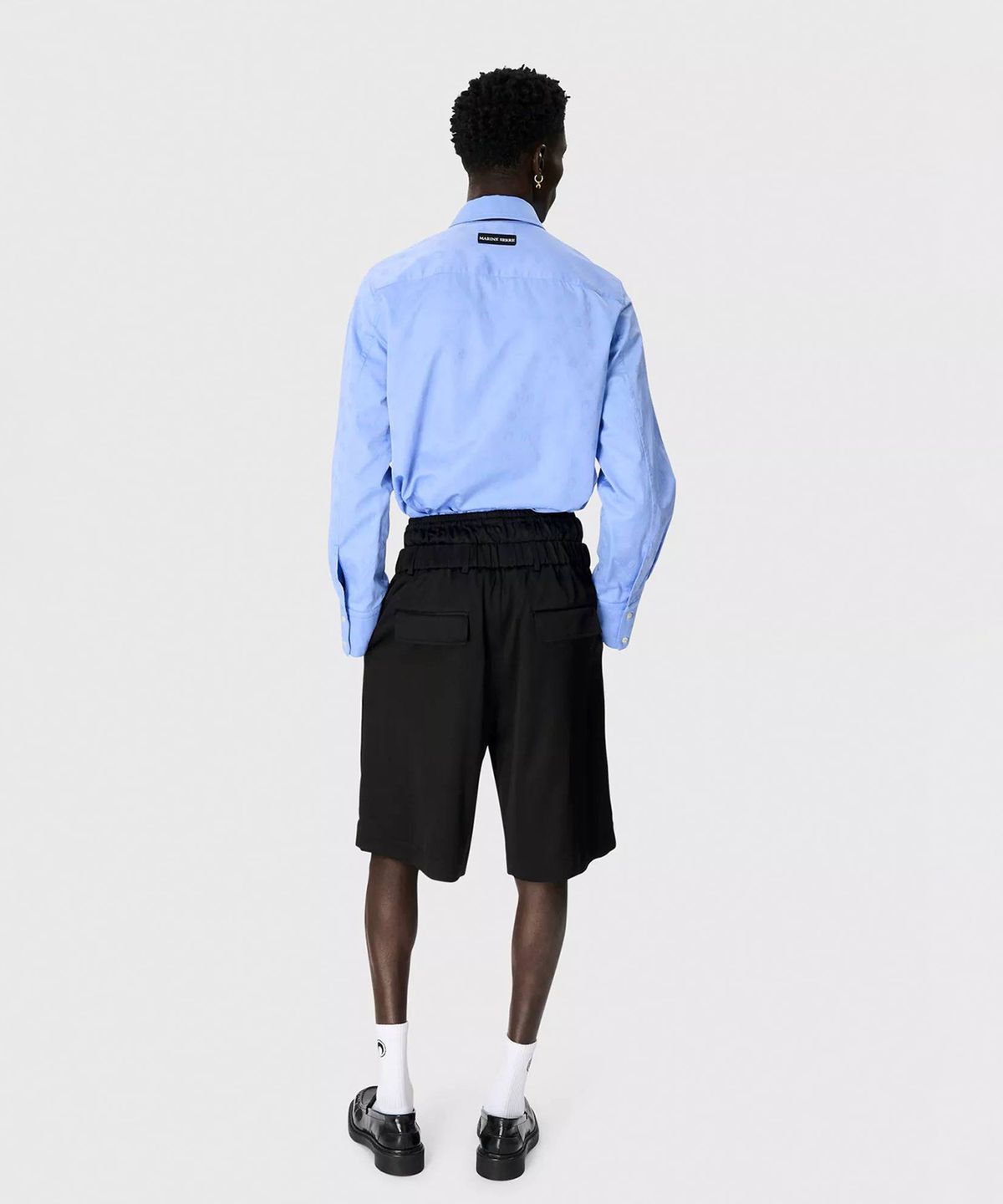 마린 세르(MARINE SERRE) (M) 무노그램 자카드 코튼 롱슬리브 셔츠 샴브레이 블루 MOONOGRAM JACQUARD COTTON LS SHIRT BL11 CHAMBRAY BLUE