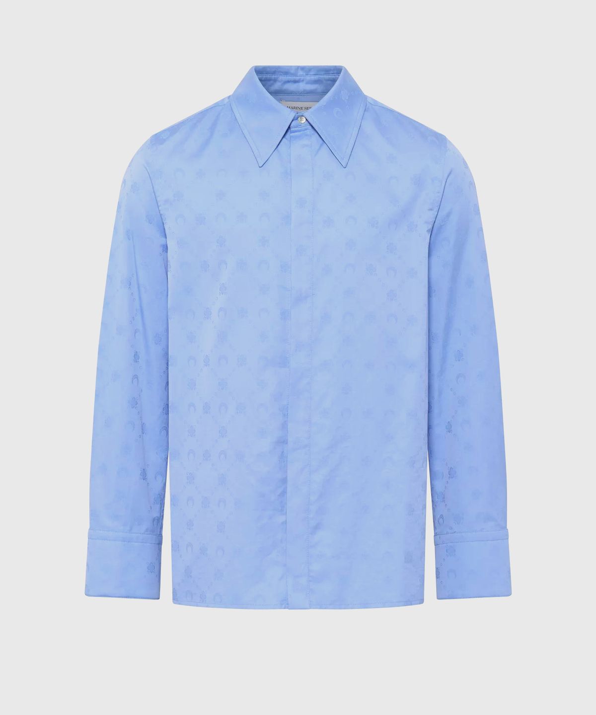 마린 세르(MARINE SERRE) (M) 무노그램 자카드 코튼 롱슬리브 셔츠 샴브레이 블루 MOONOGRAM JACQUARD COTTON LS SHIRT BL11 CHAMBRAY BLUE
