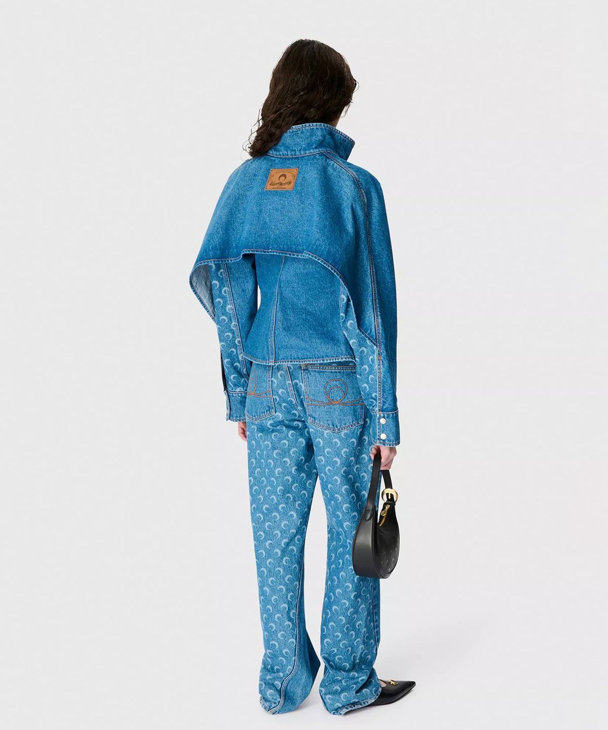 마린 세르(MARINE SERRE) (W) 문 레이저 블루 워시 데님 배기 진 라이트 블루 MOON LASER BLUE WASH DENIM BAGGY JEANS BL05 LIGHT BLUE