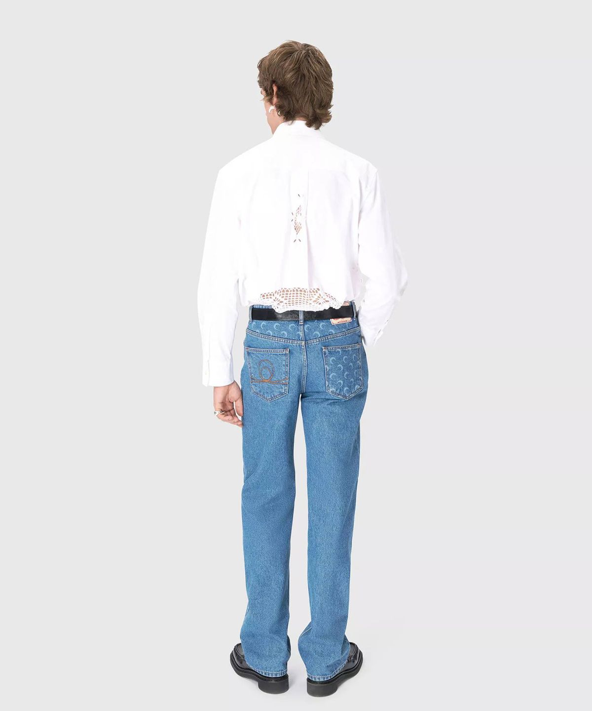 마린 세르(MARINE SERRE) (M) 문 레이저 블루 워시 데님 스트레이트 진 라이트 블루 MOON LASER BLUE WASH DENIM STRAIGHT JEANS BL05 LIGHT BLUE