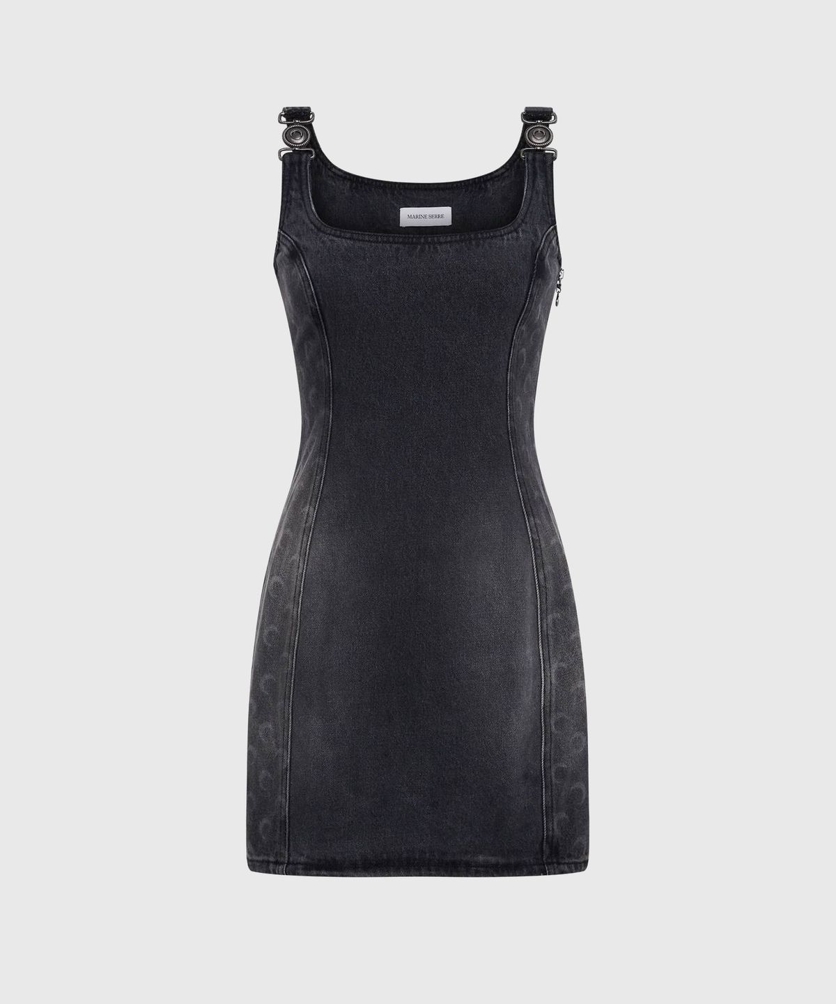 마린 세르(MARINE SERRE) (W) 문 레이저 그레이 워시 데님 슬리브리스 미니 드레스 다크 그레이 MOON LASER GREY WASH DENIM SLEEVELESS MINI DRESS GR90 DARK G