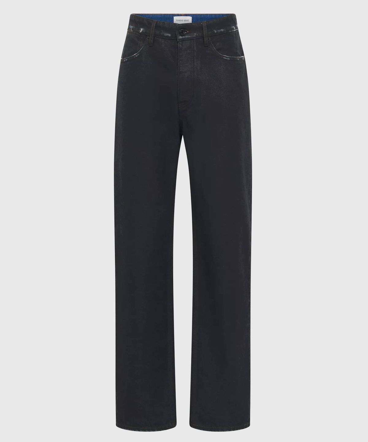 마린 세르(MARINE SERRE) (M) 문 왁스드 데님 스트레이트 진 블랙 MOON WAXED DENIM STRAIGHT JEANS BK99 BLACK