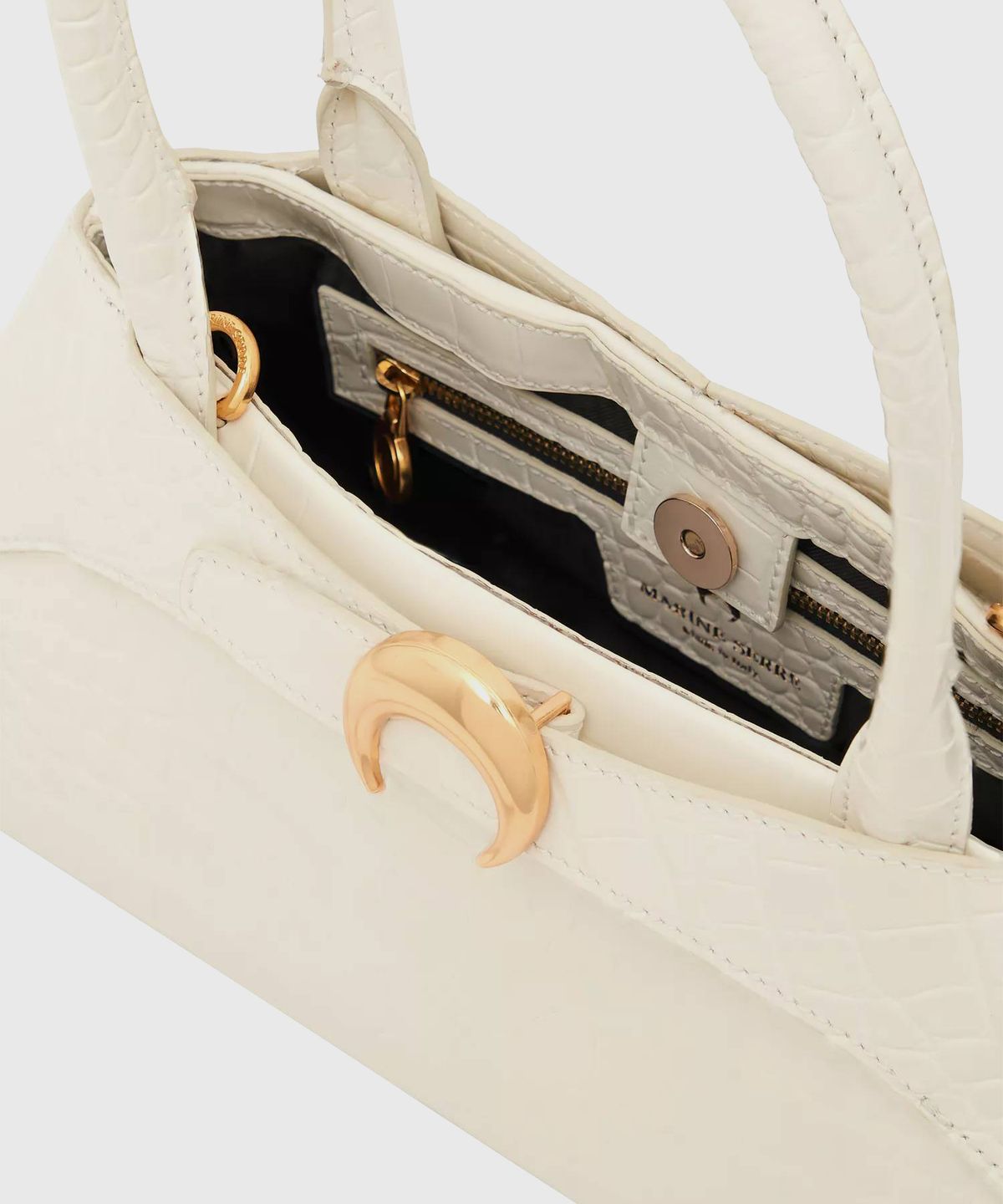 마린 세르(MARINE SERRE) (W) 크로커다일 엠보스드 레더 오로라 바게트 화이트 CROCODILE EMBOSSED LEATHER AURORA BAGUETTE WH10 WHITE