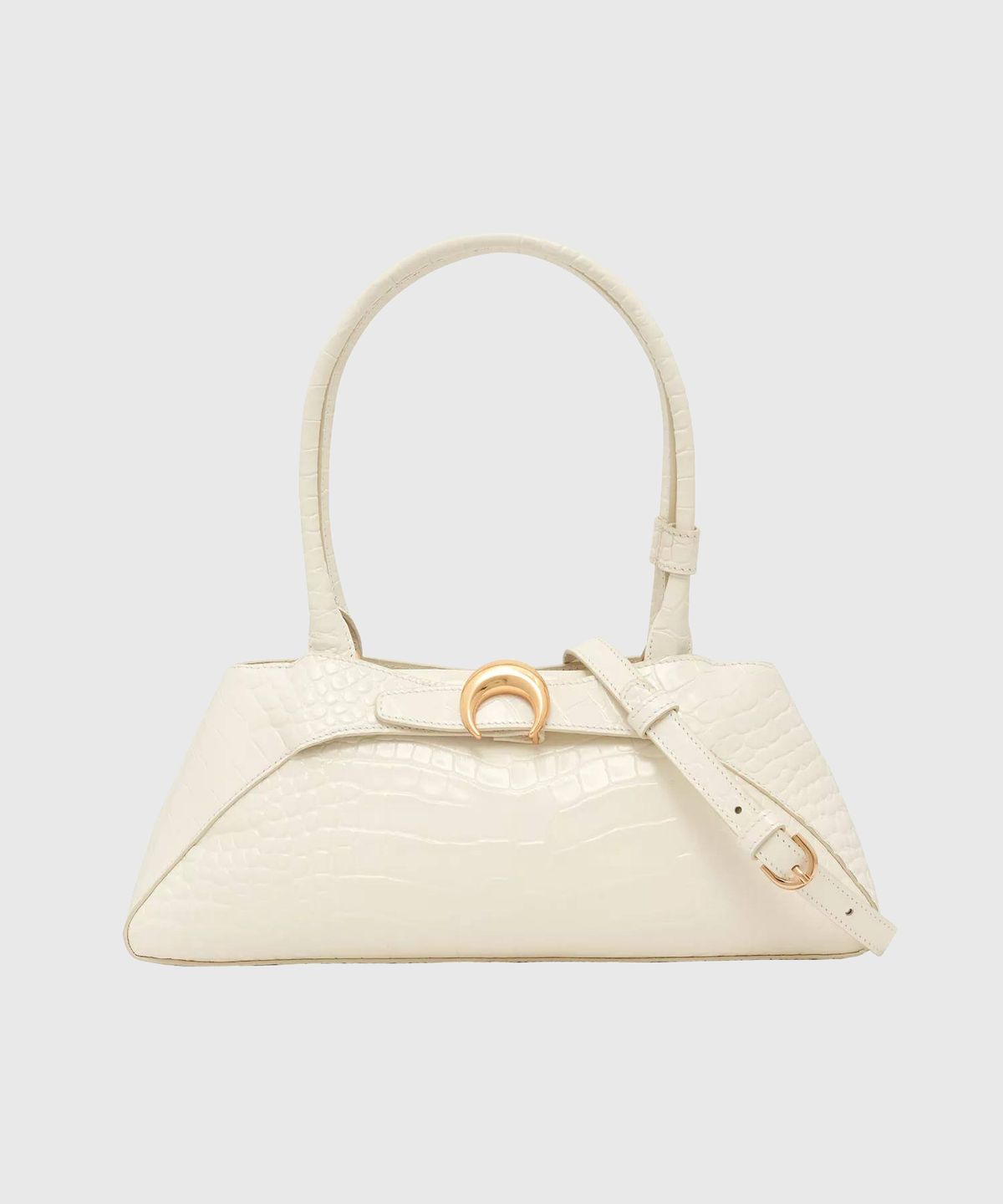 마린 세르(MARINE SERRE) (W) 크로커다일 엠보스드 레더 오로라 바게트 화이트 CROCODILE EMBOSSED LEATHER AURORA BAGUETTE WH10 WHITE
