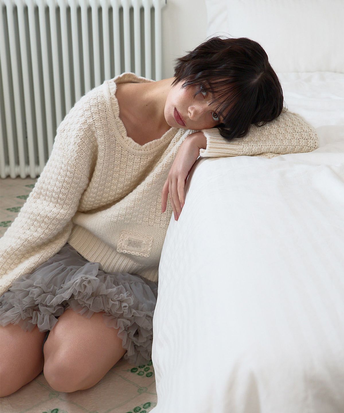 베이비블루니들즈(BABYBLUENEEDLES) Scallop Chunky Knit Pullover IVORY