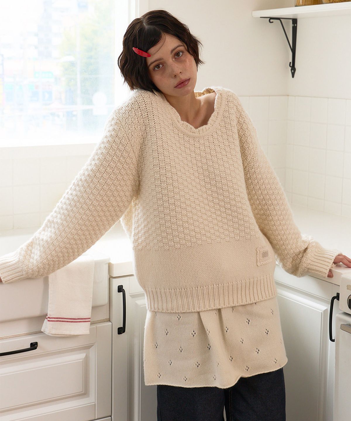 베이비블루니들즈(BABYBLUENEEDLES) Scallop Chunky Knit Pullover IVORY