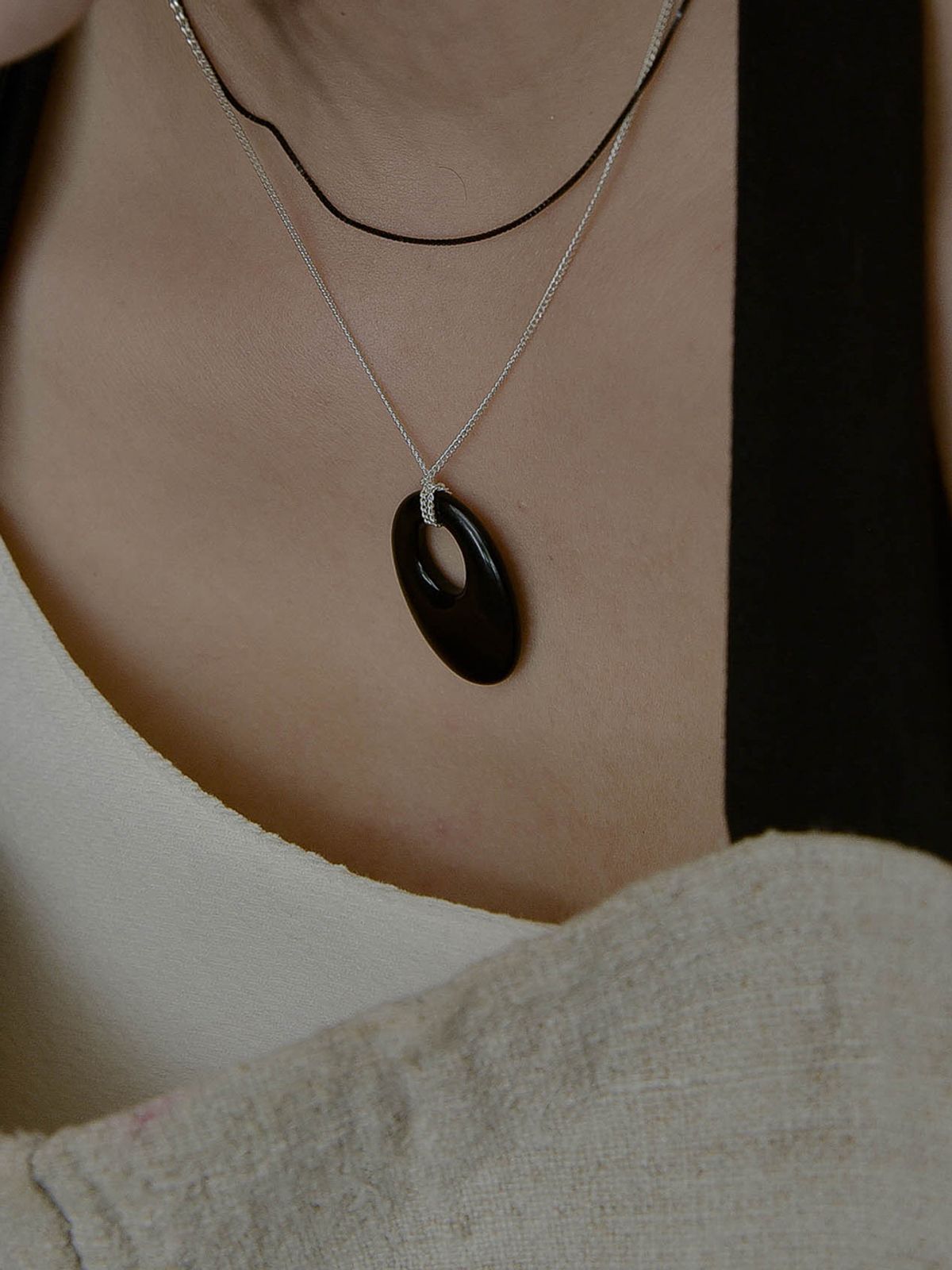 레트로핑거(RETROFINGER) silver925 Black Box Necklace #SN344