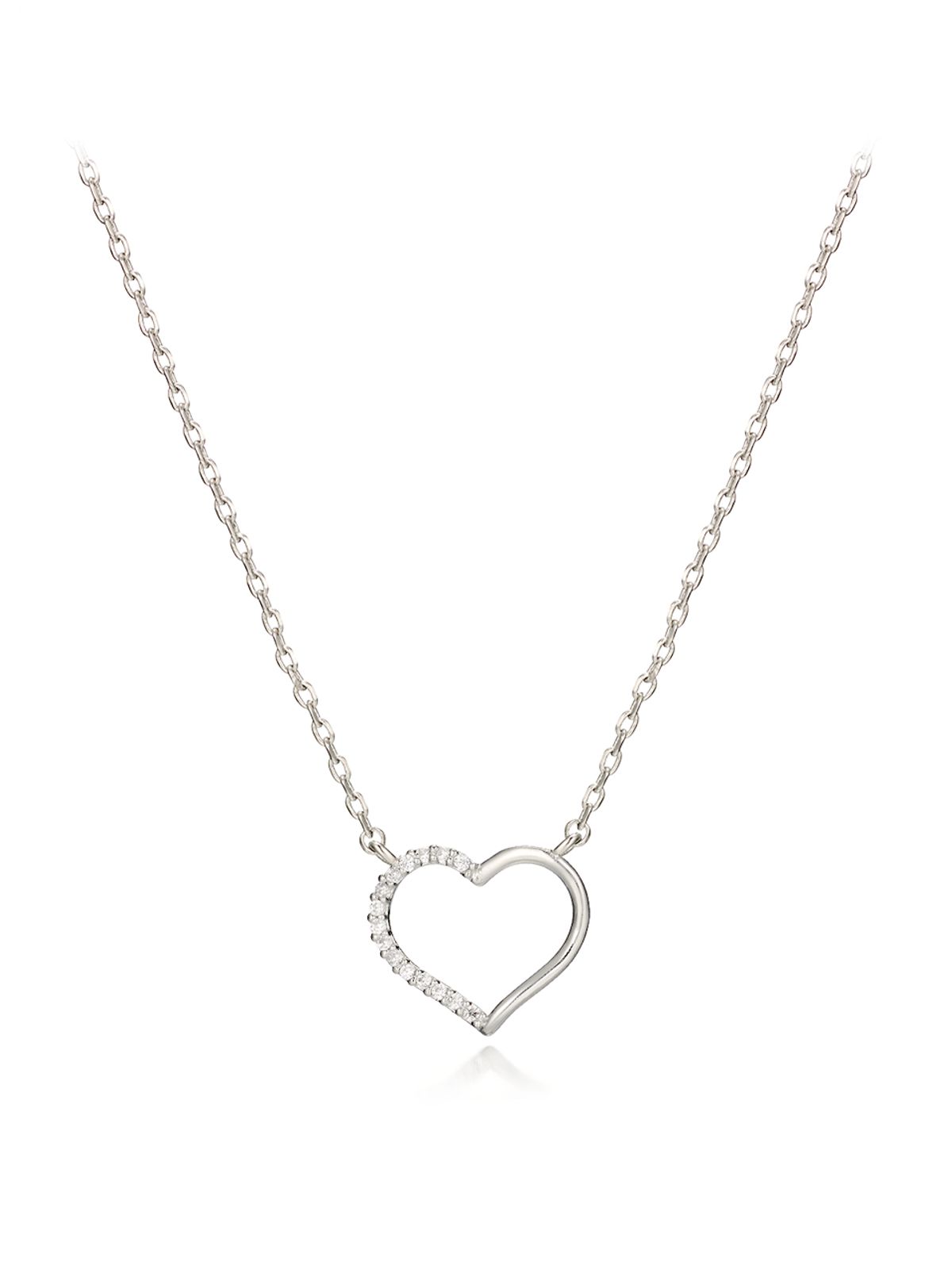 가이거주얼리(GEIGERJEWELRY) 하프 큐빅 하트 실버 목걸이 GISVNN016