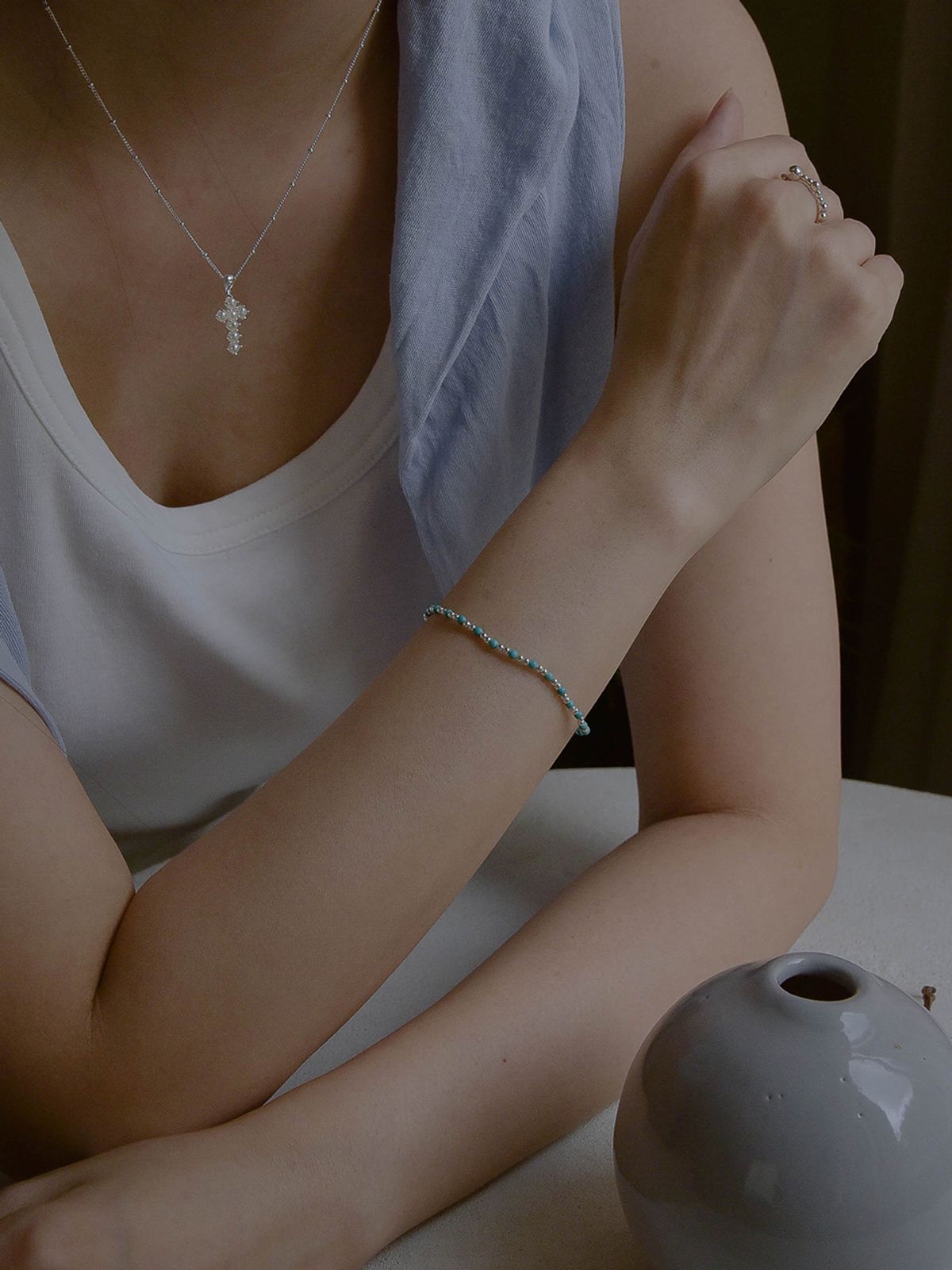 레트로핑거(RETROFINGER) silver925 Pearl Cross #SN215