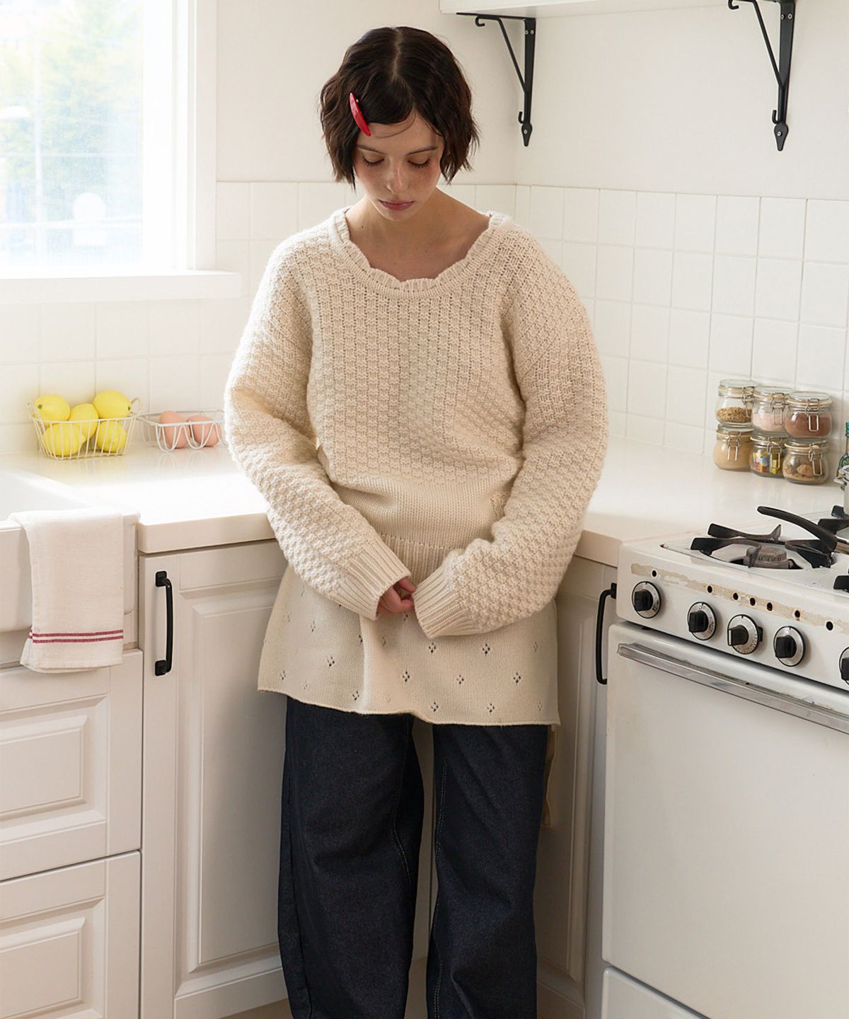 베이비블루니들즈(BABYBLUENEEDLES) Crochet Layered Knit Skirt IVORY