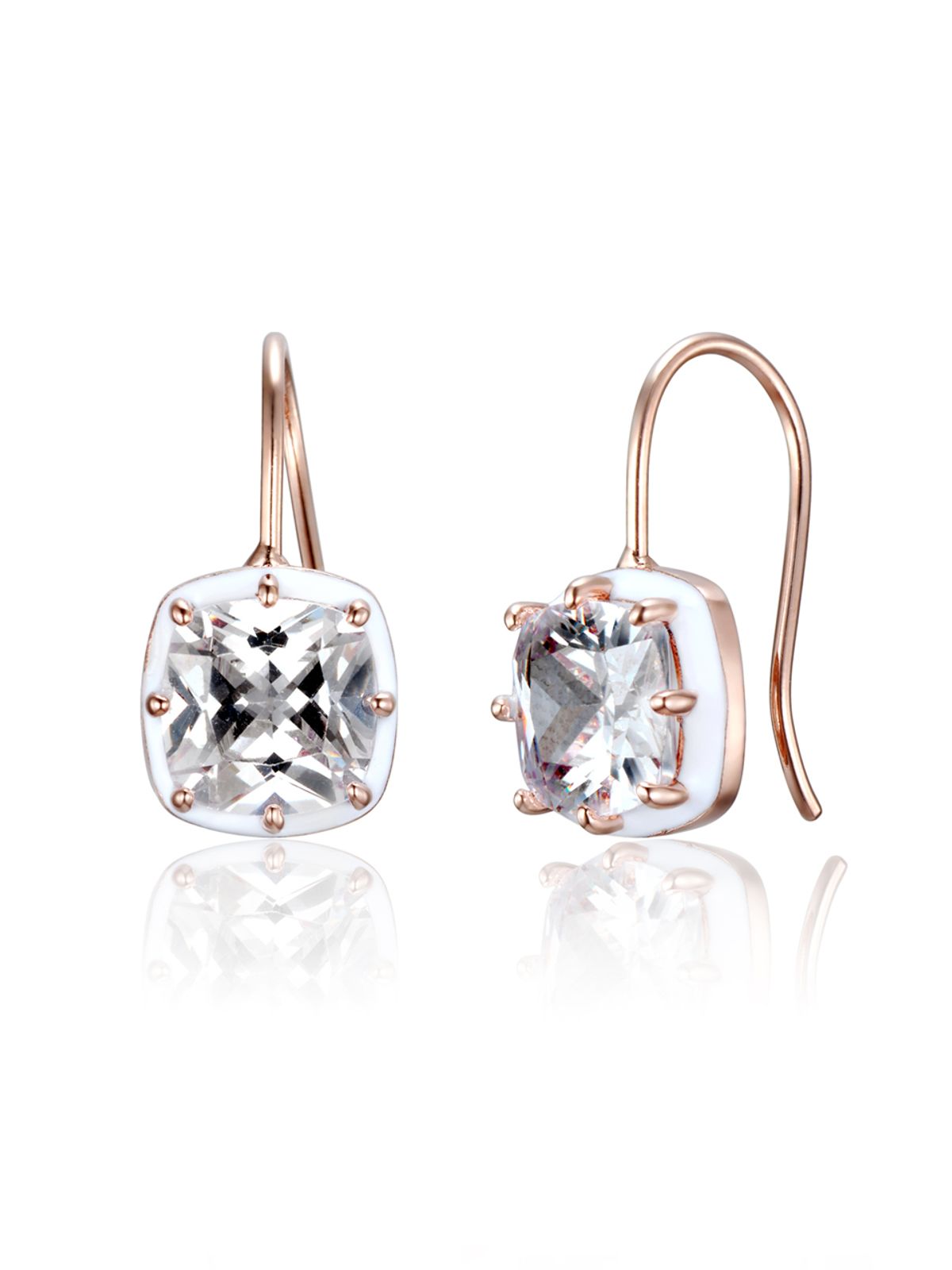 끄란느(CRANNE) 볼드 화이트 사각 후프 귀걸이 C24EB332 (14K GOLD PLATED)