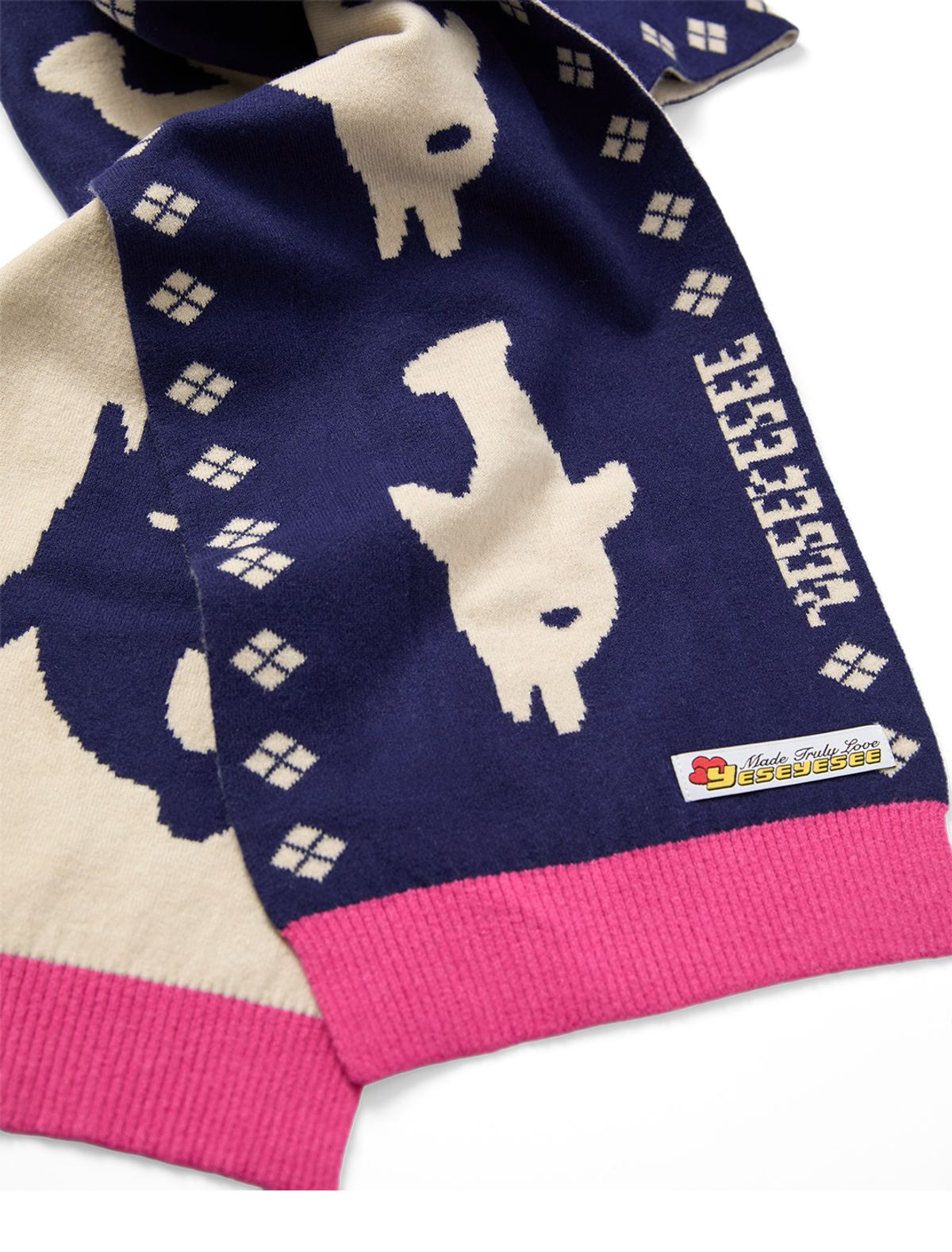 예스아이씨(YESEYESEE) Dolphin Knit Scarf Navy