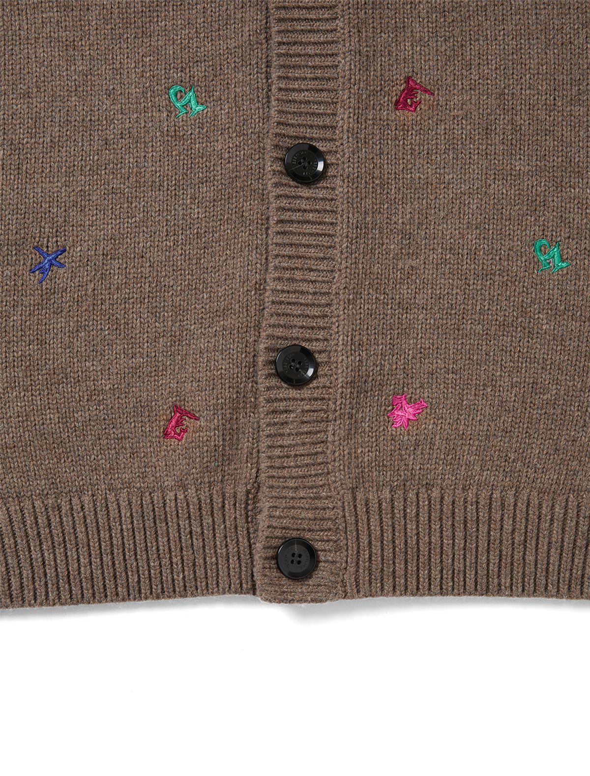 예스아이씨(YESEYESEE) Multi Embroidery Knit Cardigan Brown