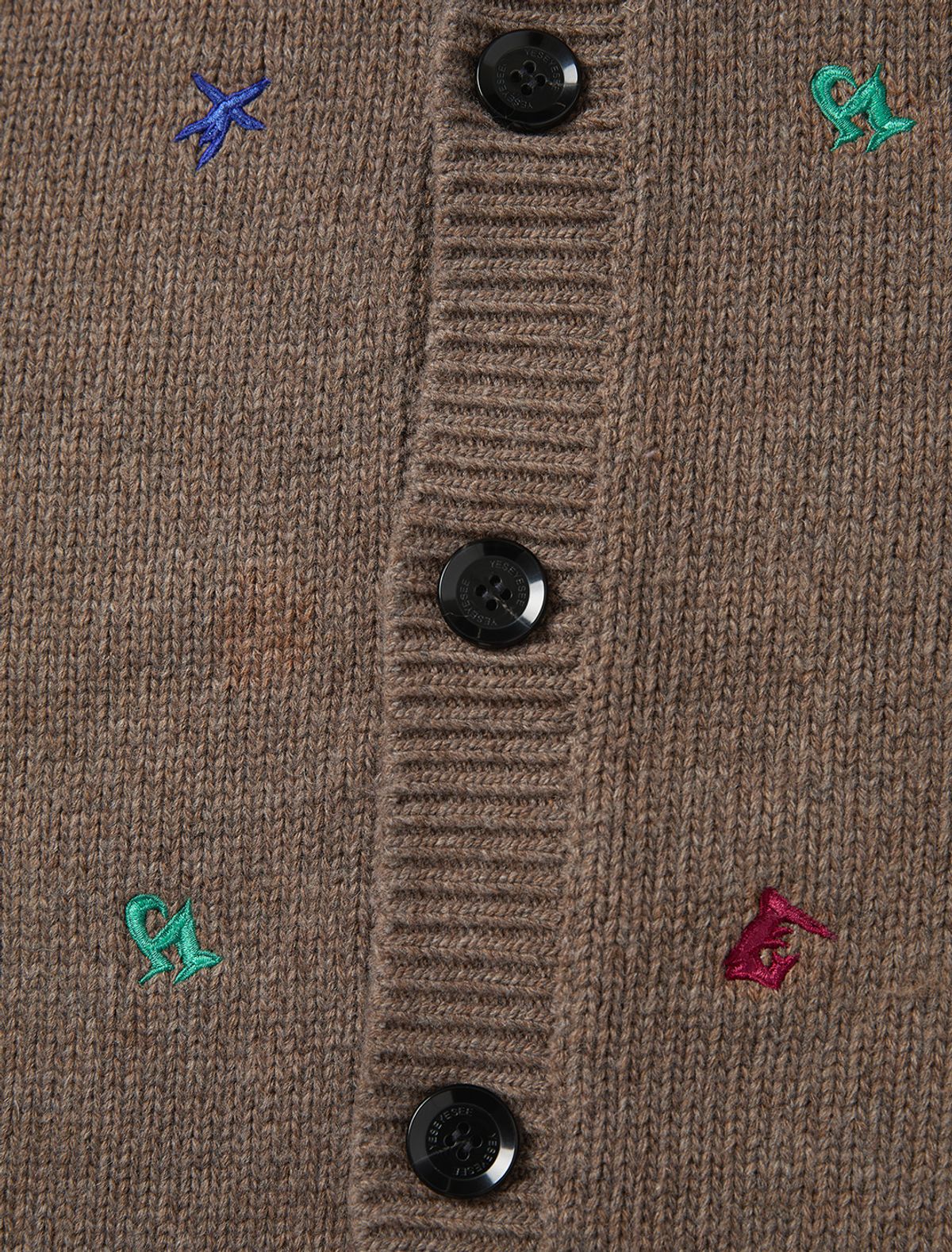 예스아이씨(YESEYESEE) Multi Embroidery Knit Cardigan Brown