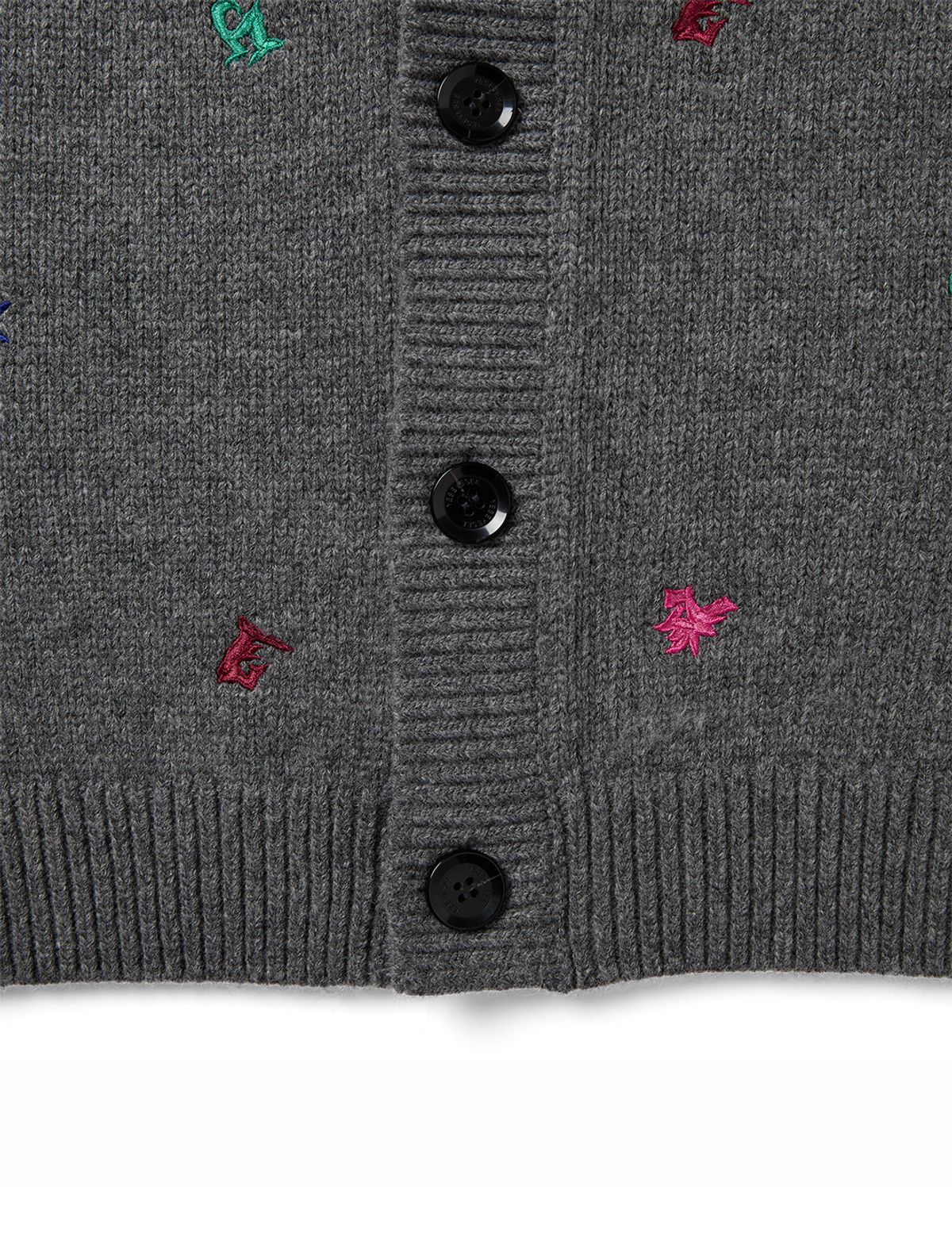 예스아이씨(YESEYESEE) Multi Embroidery Knit Cardigan Grey