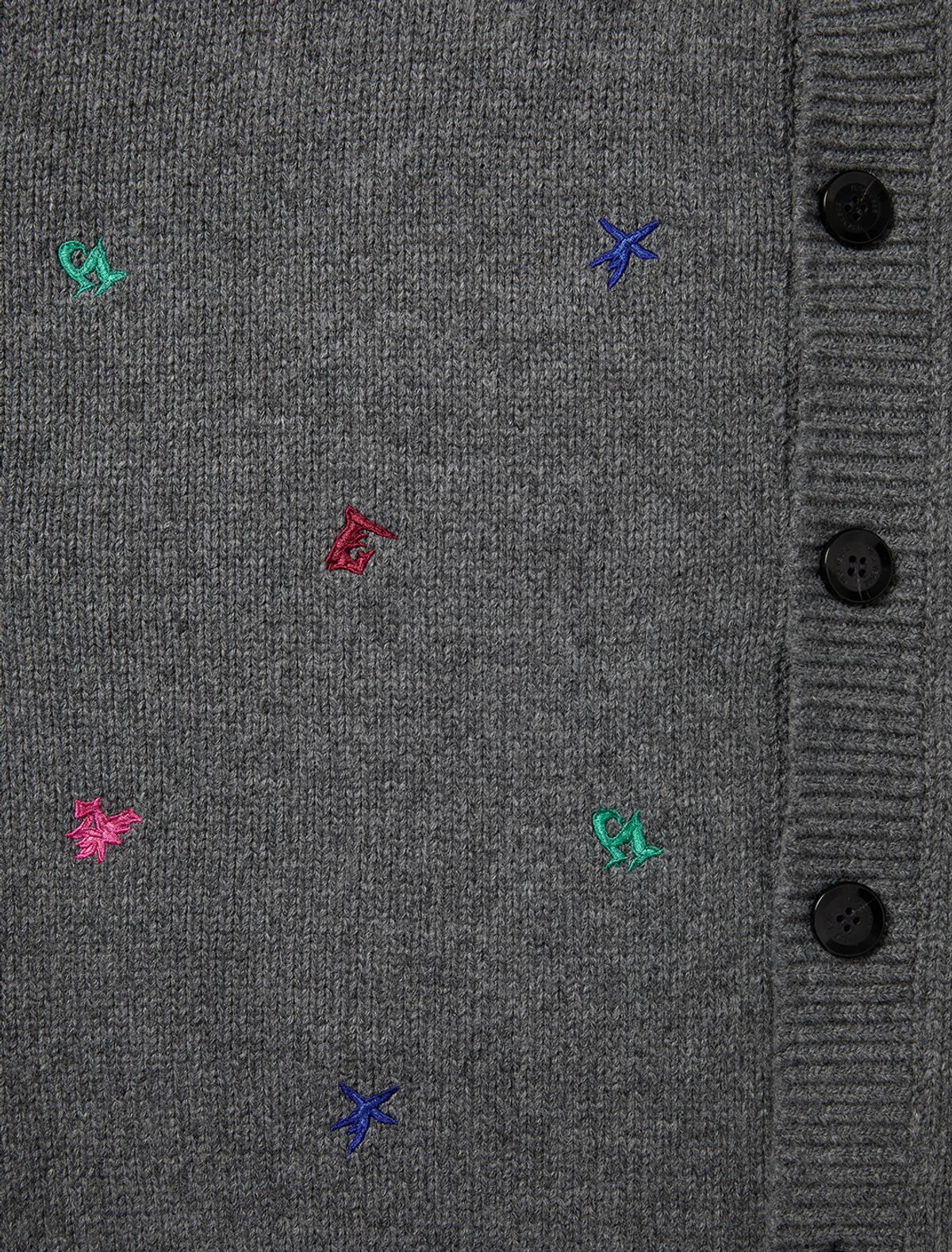 예스아이씨(YESEYESEE) Multi Embroidery Knit Cardigan Grey