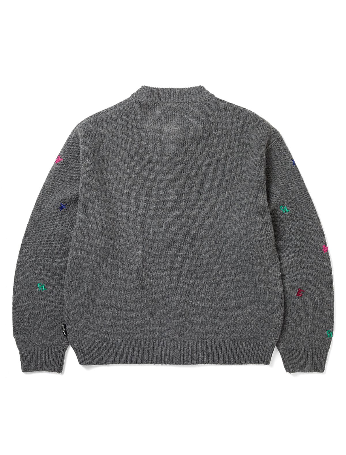 예스아이씨(YESEYESEE) Multi Embroidery Knit Cardigan Grey