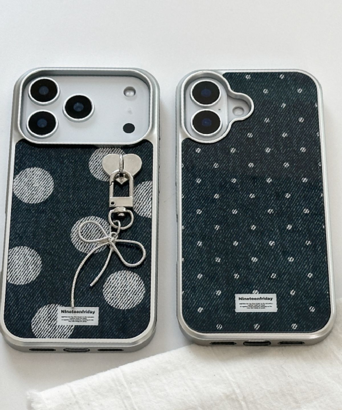 나인틴프라이데이(nineteenfriday) [Key Ring Option] Denim Dot 실버 맥세이프 에폭시 케이스