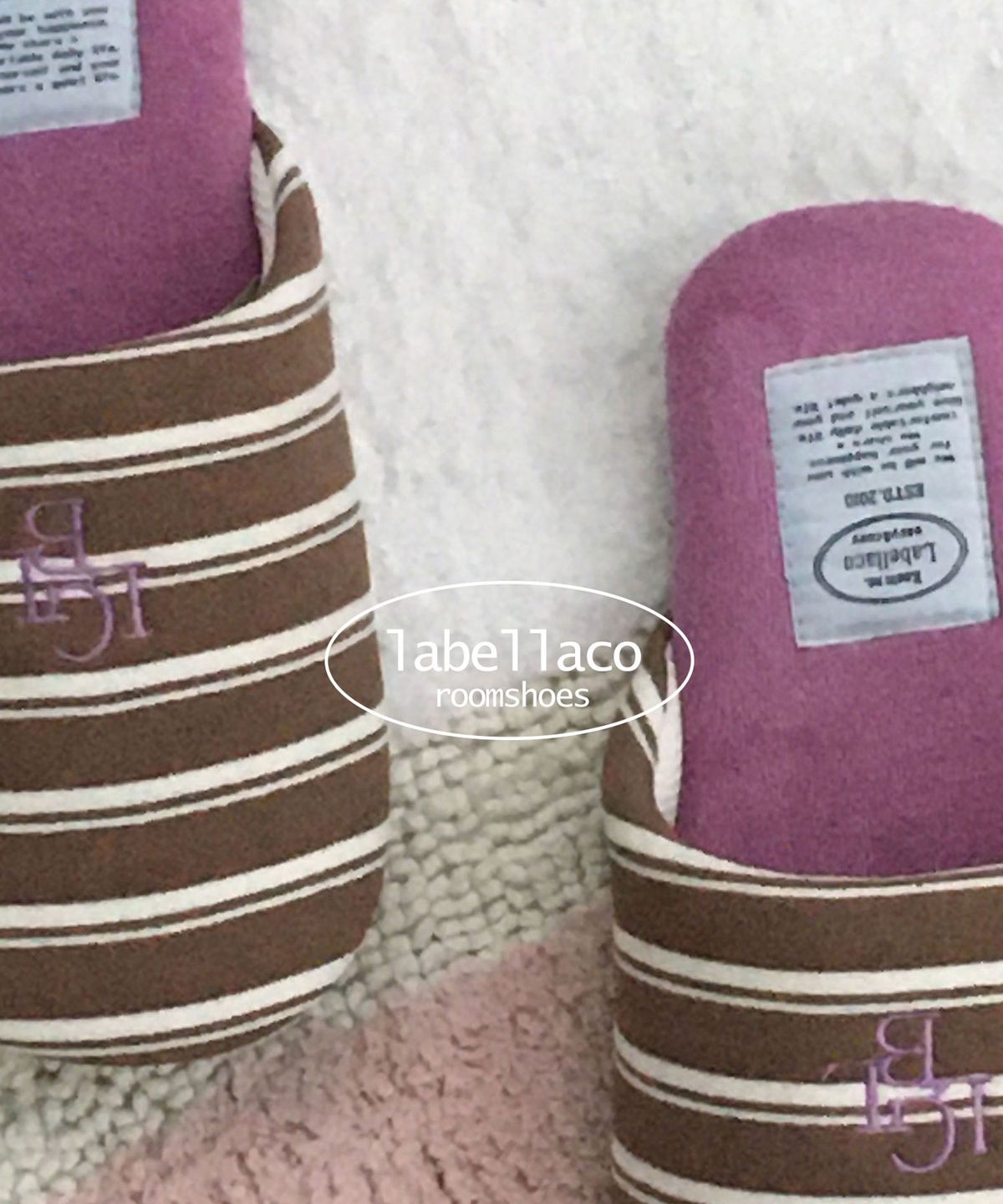 라벨라코(LABELLACO) 바빌론 빈티지 스트라이프 타올 쿠션 룸슈즈 거실화 실내화 층간소음 슬리퍼