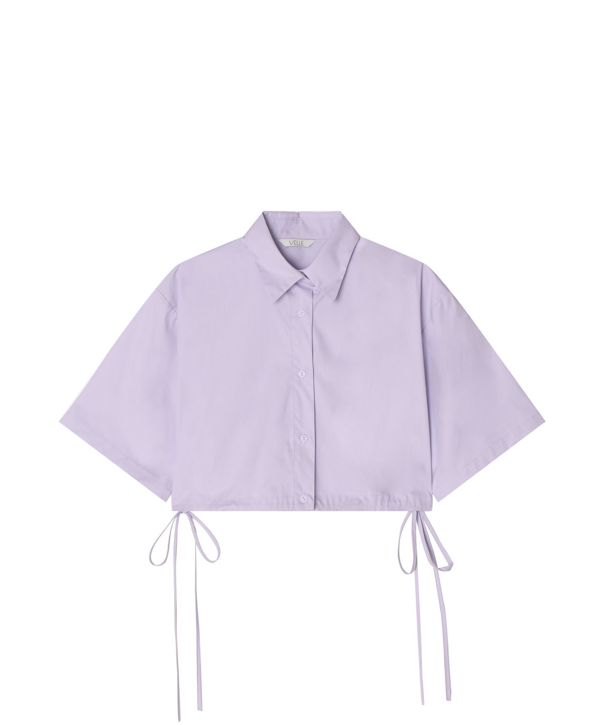 벨르(VELLE) Ribbon Strap Crop Shirt_Light Purple