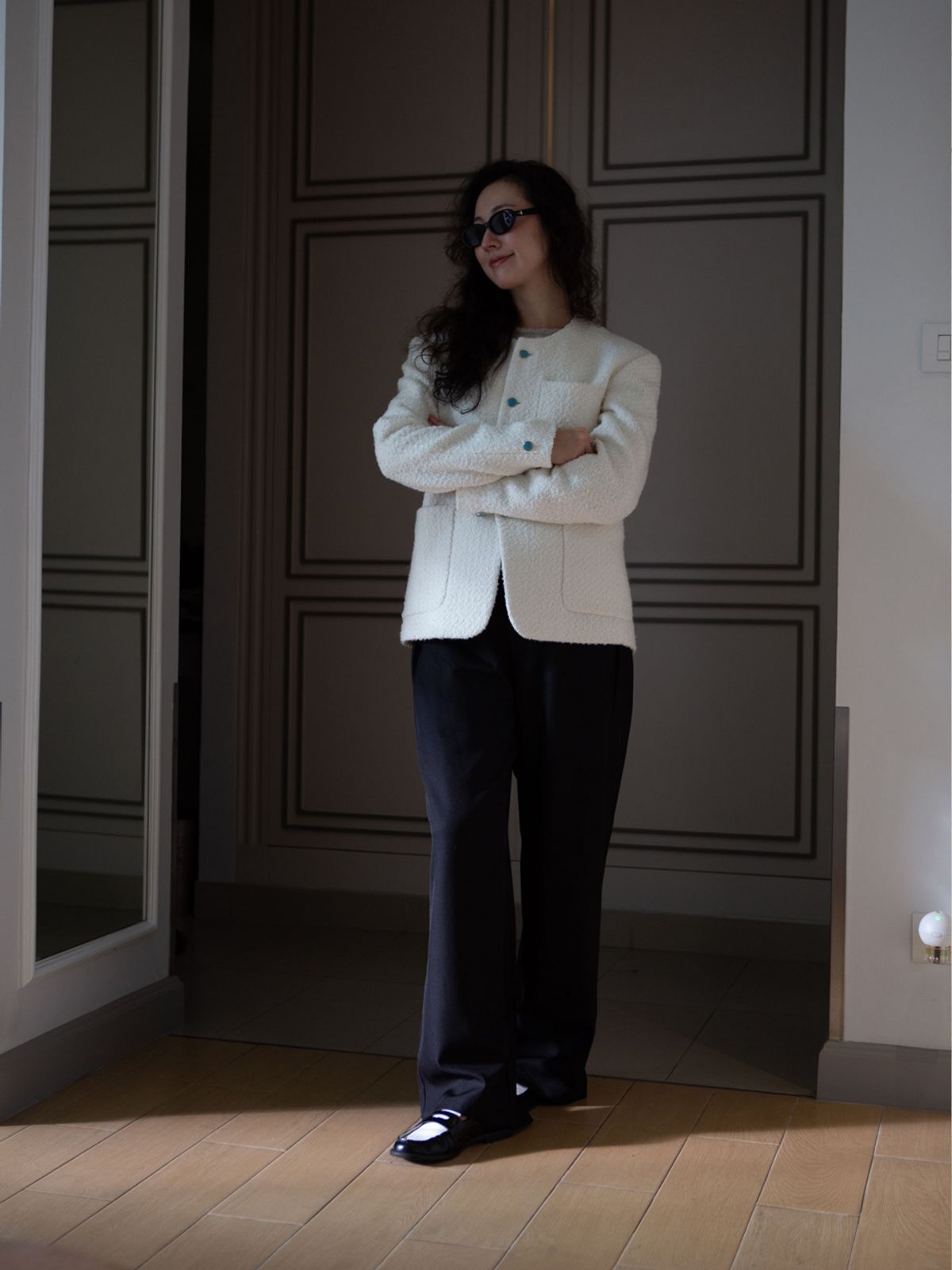 고저(GOZER) WHITE TWEED JACKET