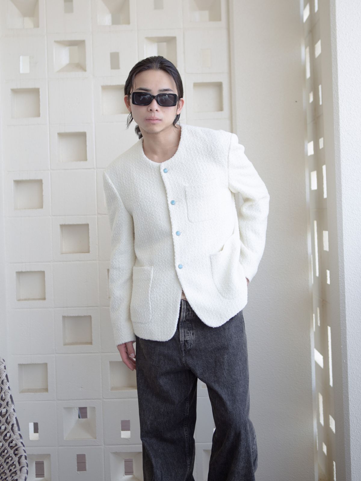 고저(GOZER) WHITE TWEED JACKET
