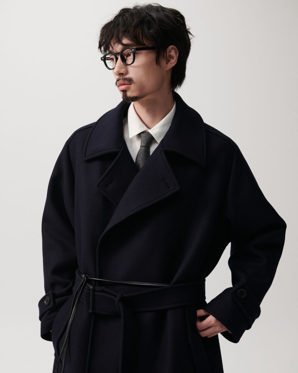MUSINSA公式 | SOLEW ルーズフィットダブルブレストコート_ネイビー