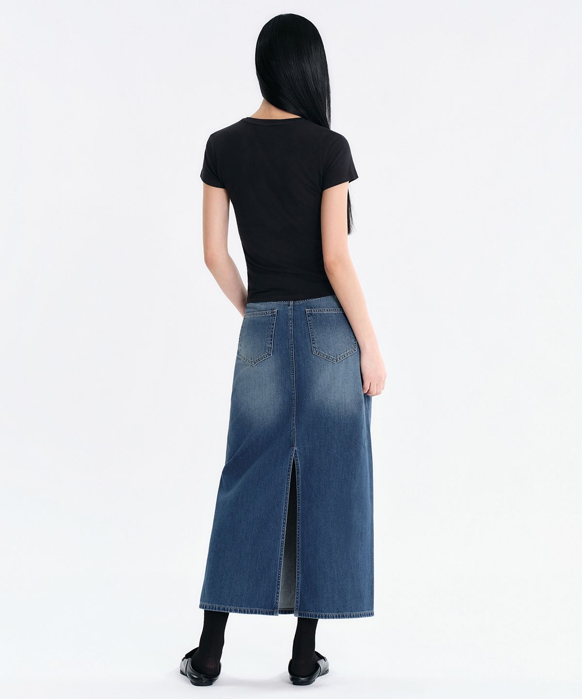 무신사 스탠다드 우먼(MUSINSA STANDARD WOMAN) 우먼즈 라이트웨이트 데님 맥시 스커트 [미디엄 인디고]