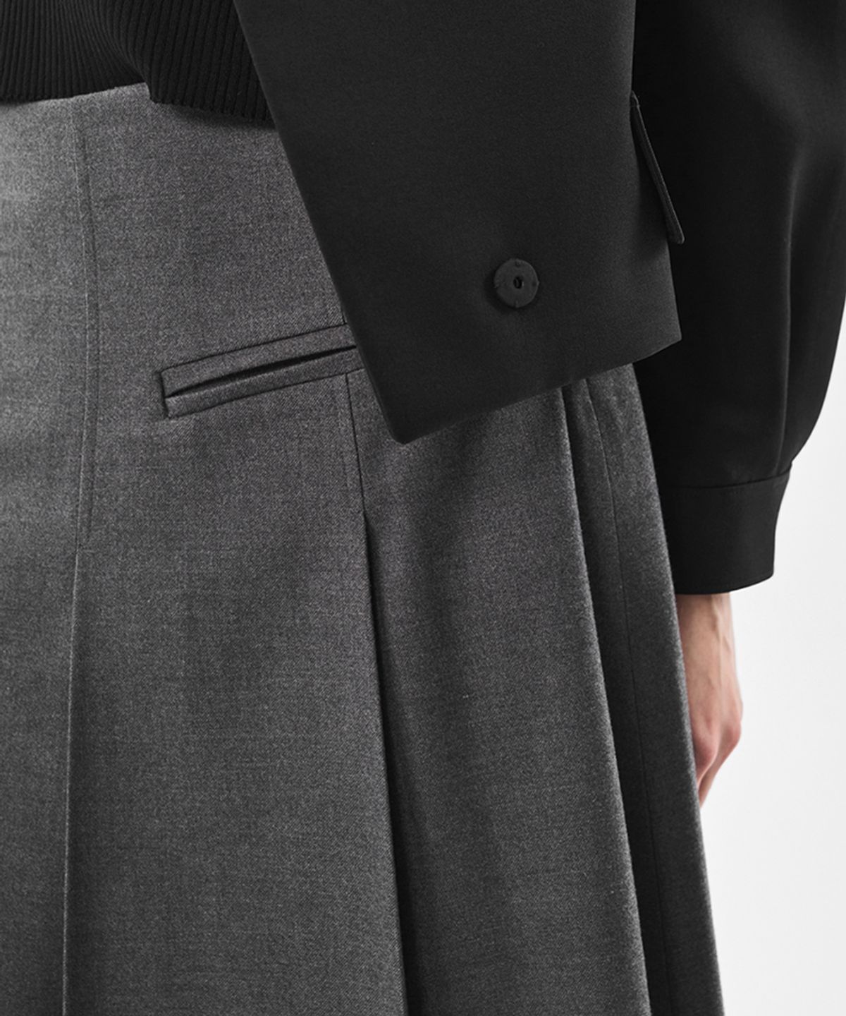 라넌큘러스(RANUNCULUS) A라인 울 스커트_GREY