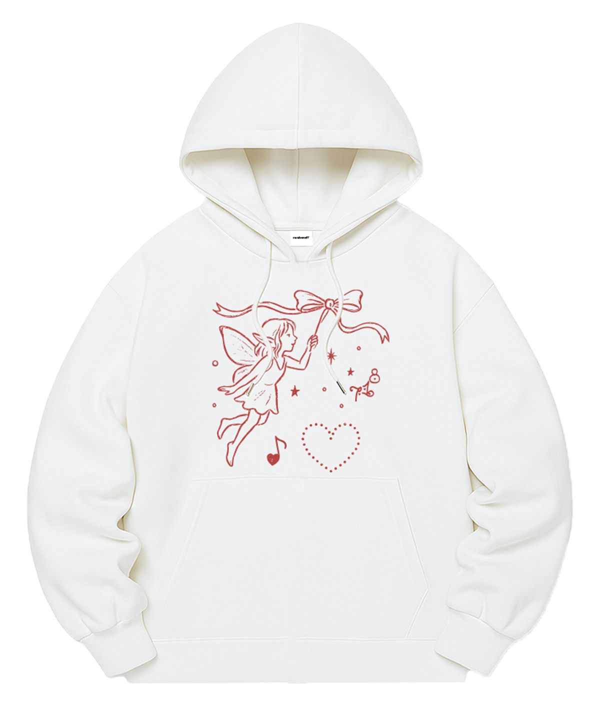 랜덤오프(RANDOMOFF) [기모선택] FAIRY RIBBON SPELL SEMI OVER FIT HOODIE (2color)