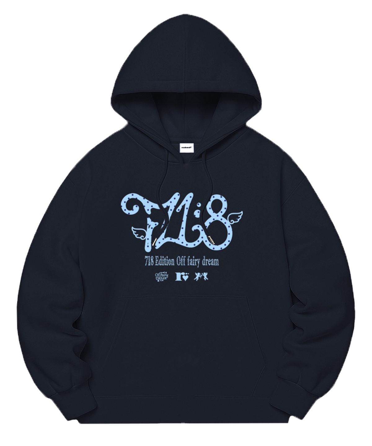 랜덤오프(RANDOMOFF) [기모선택] 718 DOT LOGO SEMI OVER FIT HOODIE (3color)