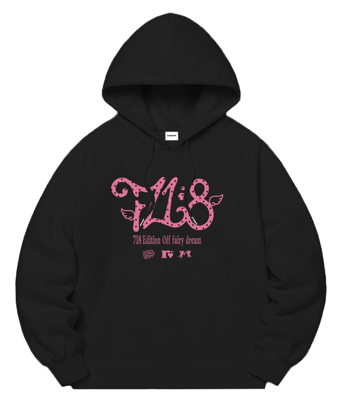 랜덤오프(RANDOMOFF) [기모선택] 718 DOT LOGO SEMI OVER FIT HOODIE (3color)
