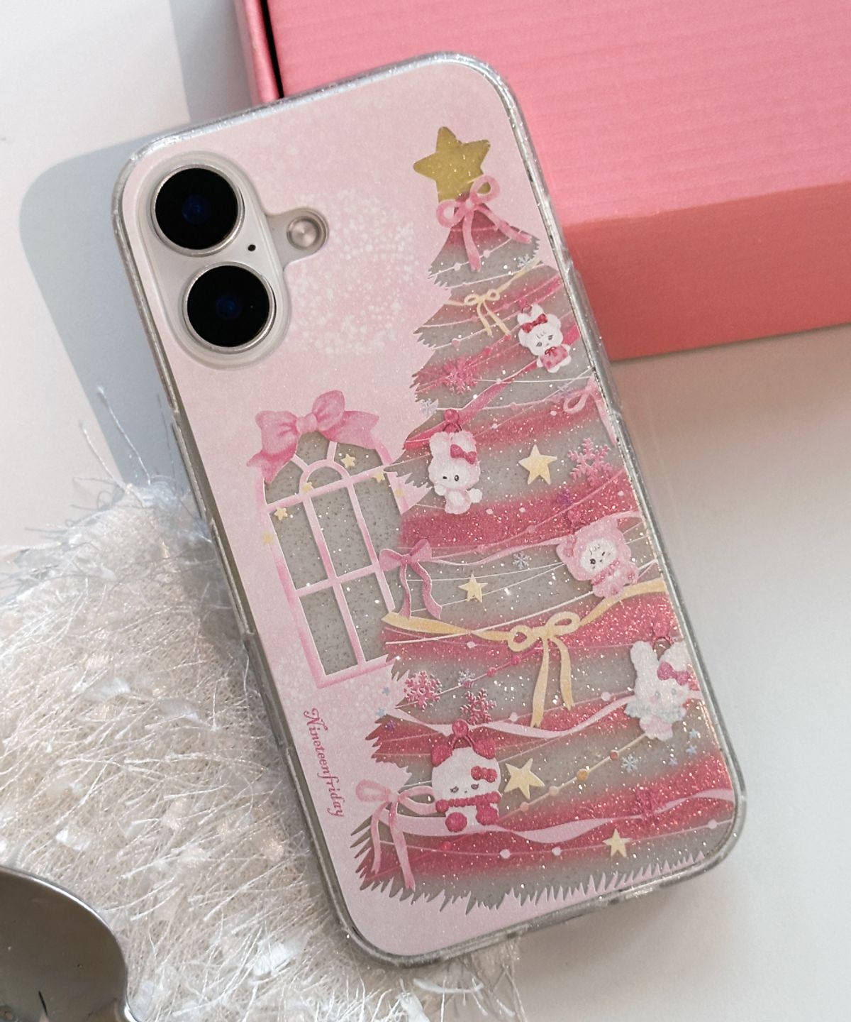 나인틴프라이데이(nineteenfriday) [+갤럭시] Twinkle Pink Christmas 글리터 케이스