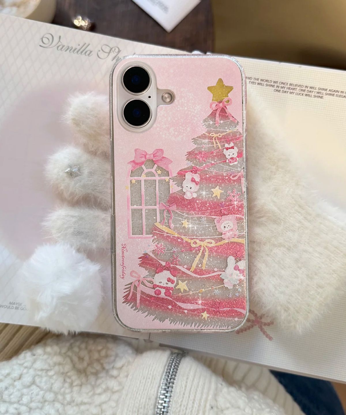 나인틴프라이데이(nineteenfriday) [+갤럭시] Twinkle Pink Christmas 글리터 케이스