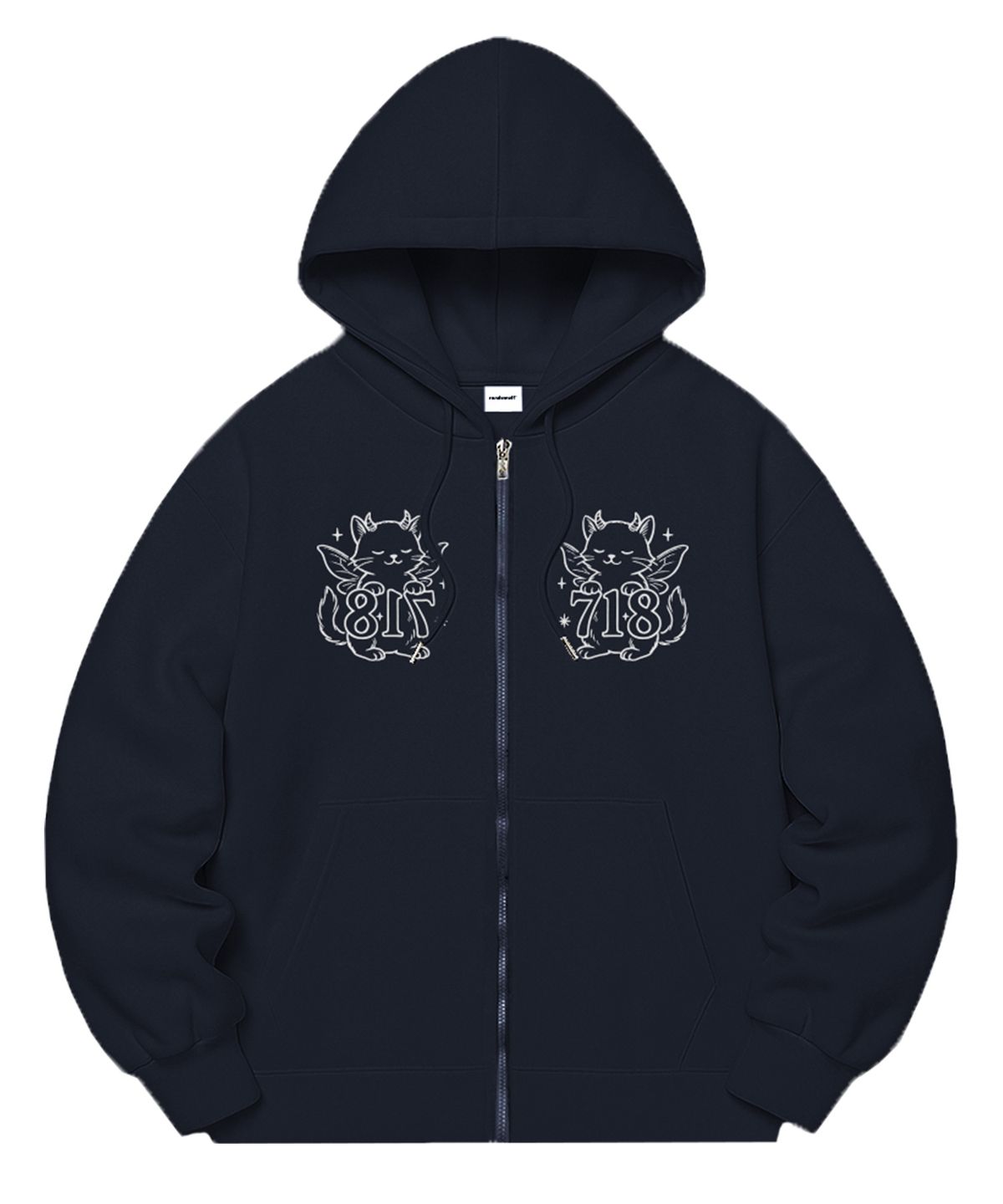 랜덤오프(RANDOMOFF) [기모선택] 718 DEVIL CAT SEMI OVER FIT ZIP-UP (3color)