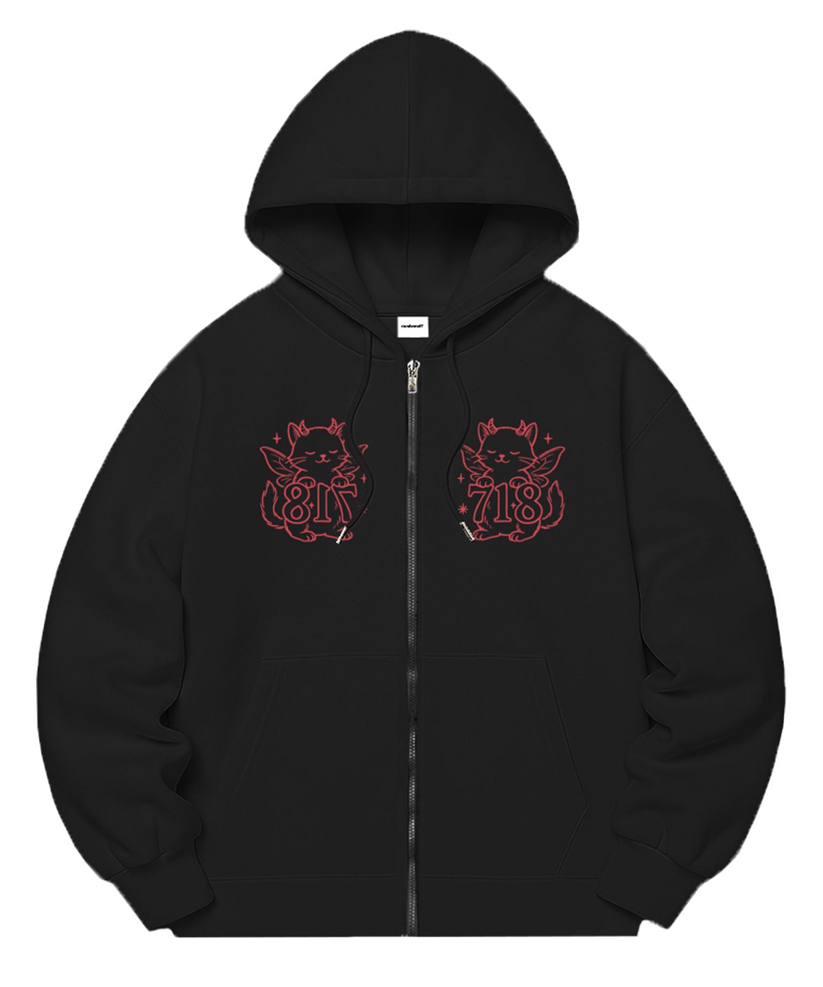 랜덤오프(RANDOMOFF) [기모선택] 718 DEVIL CAT SEMI OVER FIT ZIP-UP (3color)