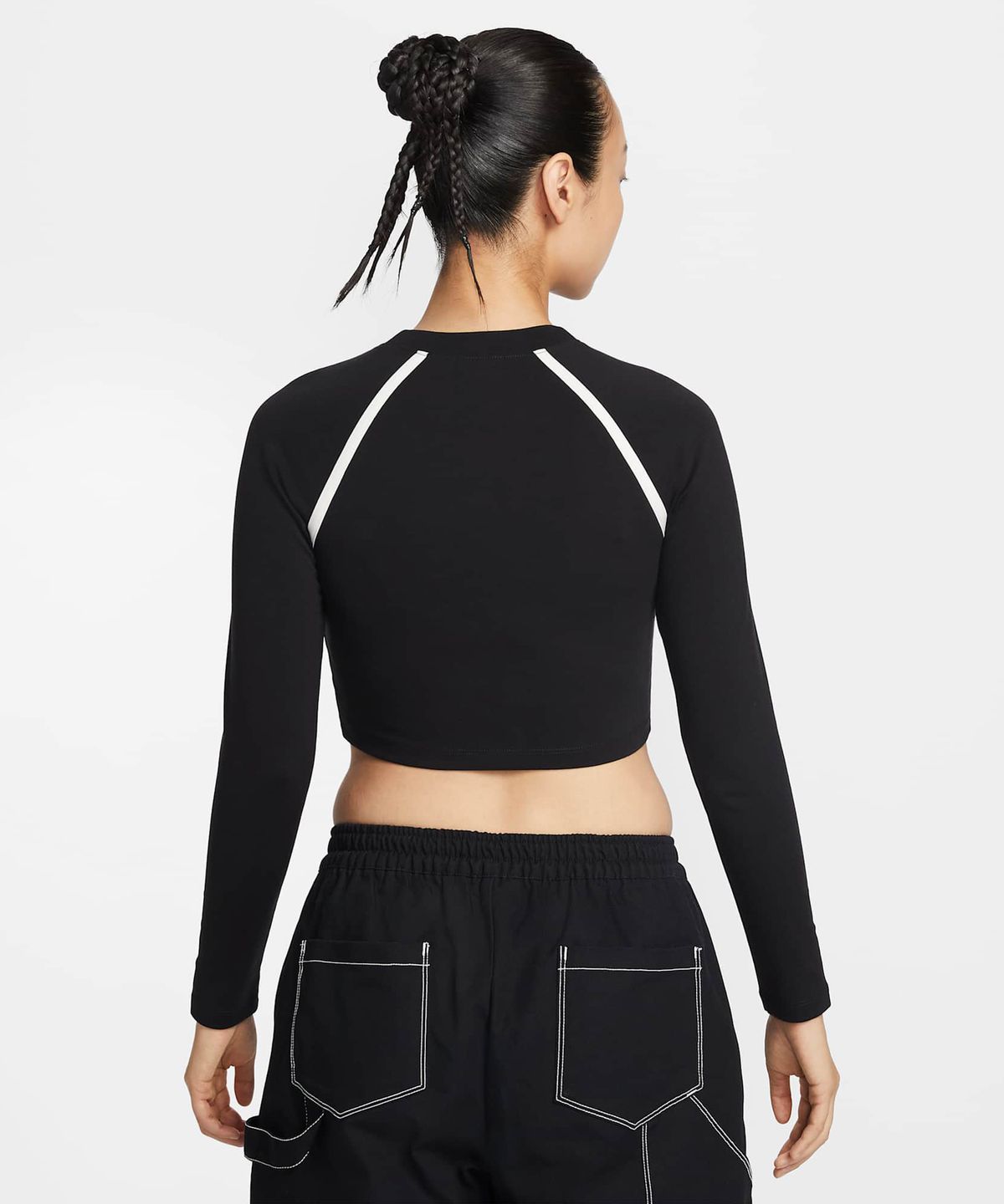 나이키(NIKE) 스포츠웨어 타이트 긴소매 크롭 탑 W - 블랙:초크 / IF0339-010