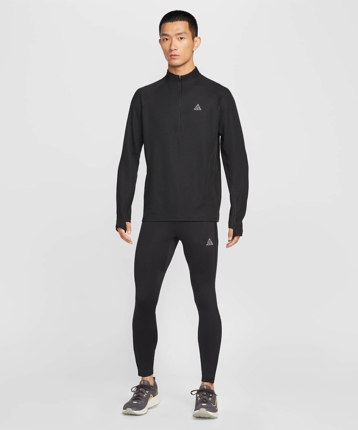 나이키(NIKE) ACG 드라이 핏 미드 레이어 쿼터집 트레일 러닝 탑 M - 블랙:서밋 화이트 / IO9670-010