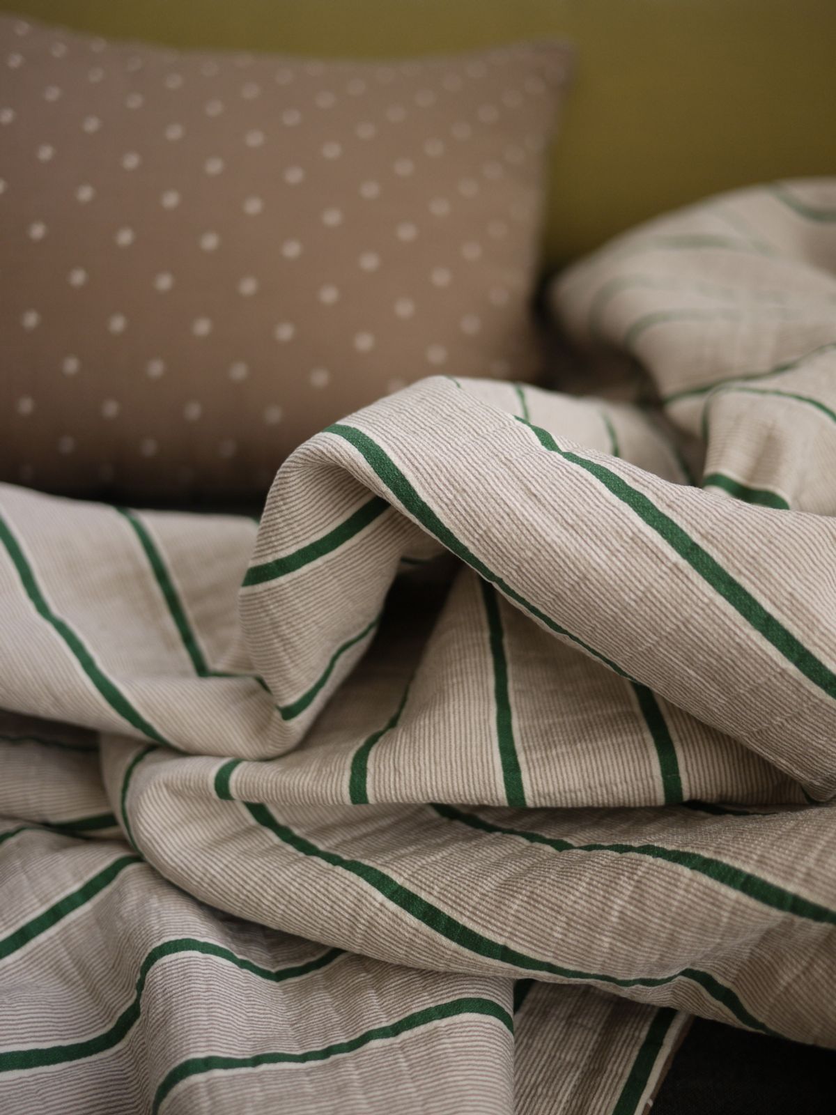 봄봄패브릭스(BOMBOM FABRICS) Stripes & Stars Reversible cotton blanket (Gingerbread)
