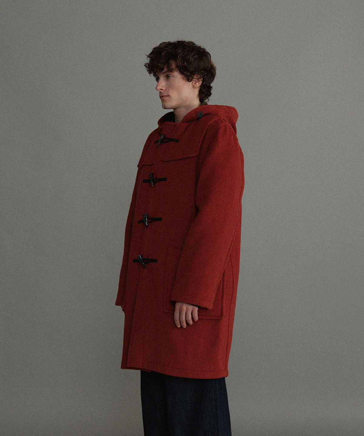 몽고메리(MONTGOMERY) CLASSIC FIT DUFFLE COAT WITH HORN - BURNT ORANGE