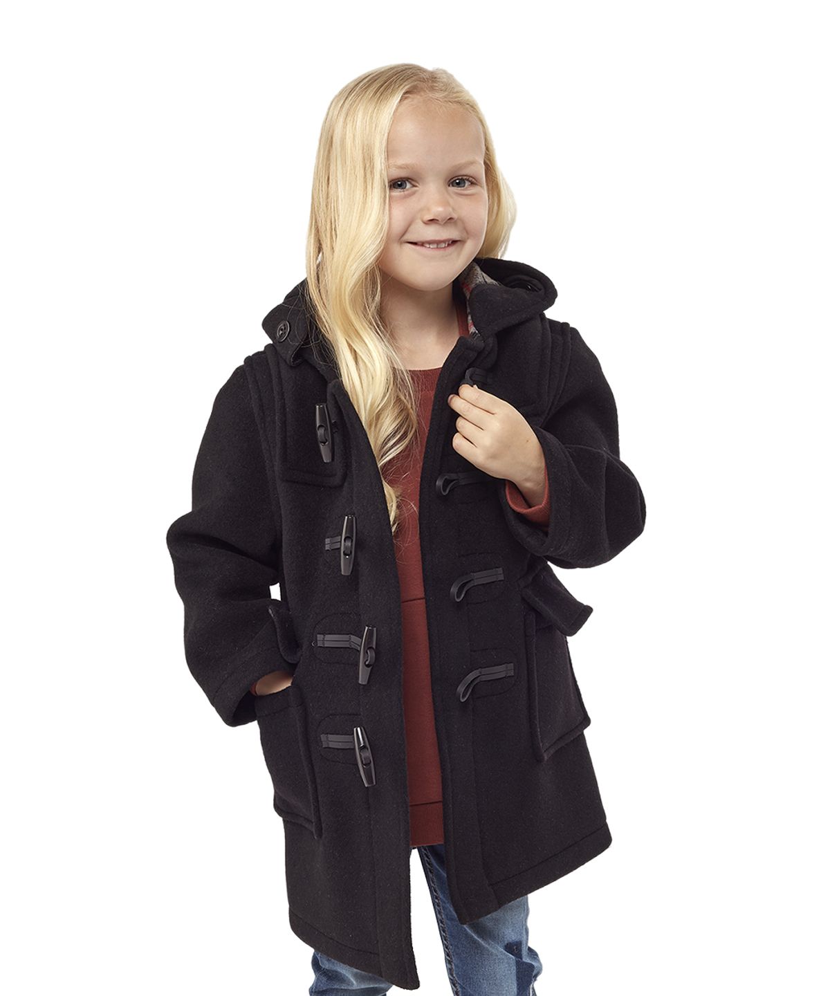몽고메리(MONTGOMERY) CLASSIC FIT DUFFLE COAT FOR KIDS - BLACK