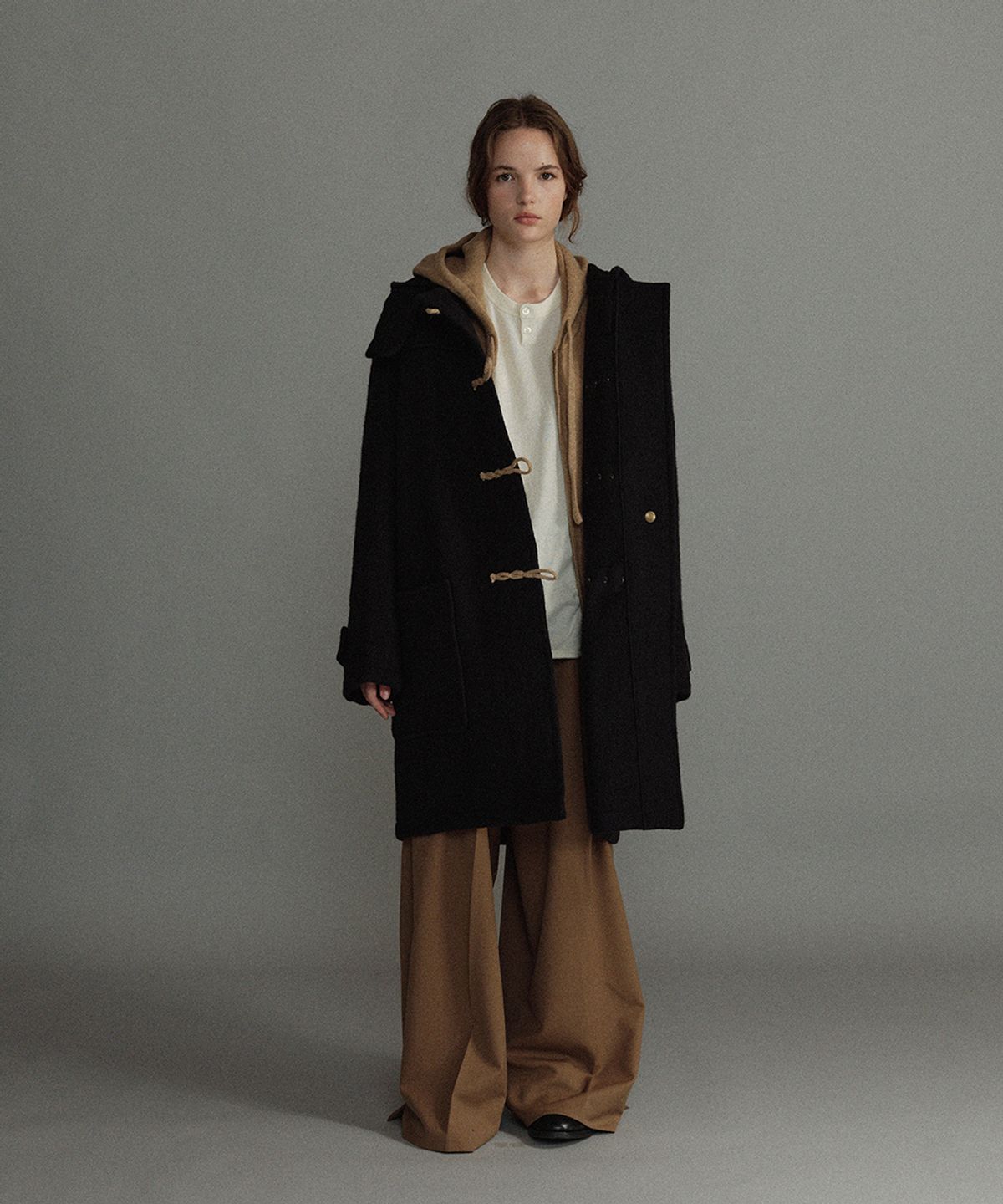 몽고메리(MONTGOMERY) WOMENS LONG ORIGINAL DUFFLE COAT WITH WOODEN - NAVY