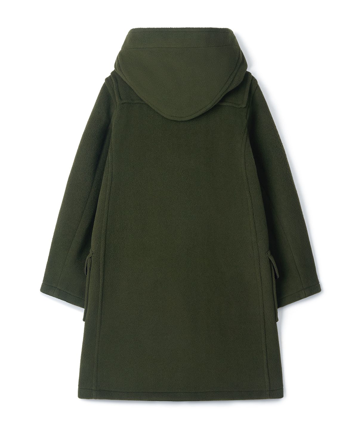 몽고메리(MONTGOMERY) WOMENS CLASSIC HERRINGBONE DUFFLE COAT WITH HORN - GREEN