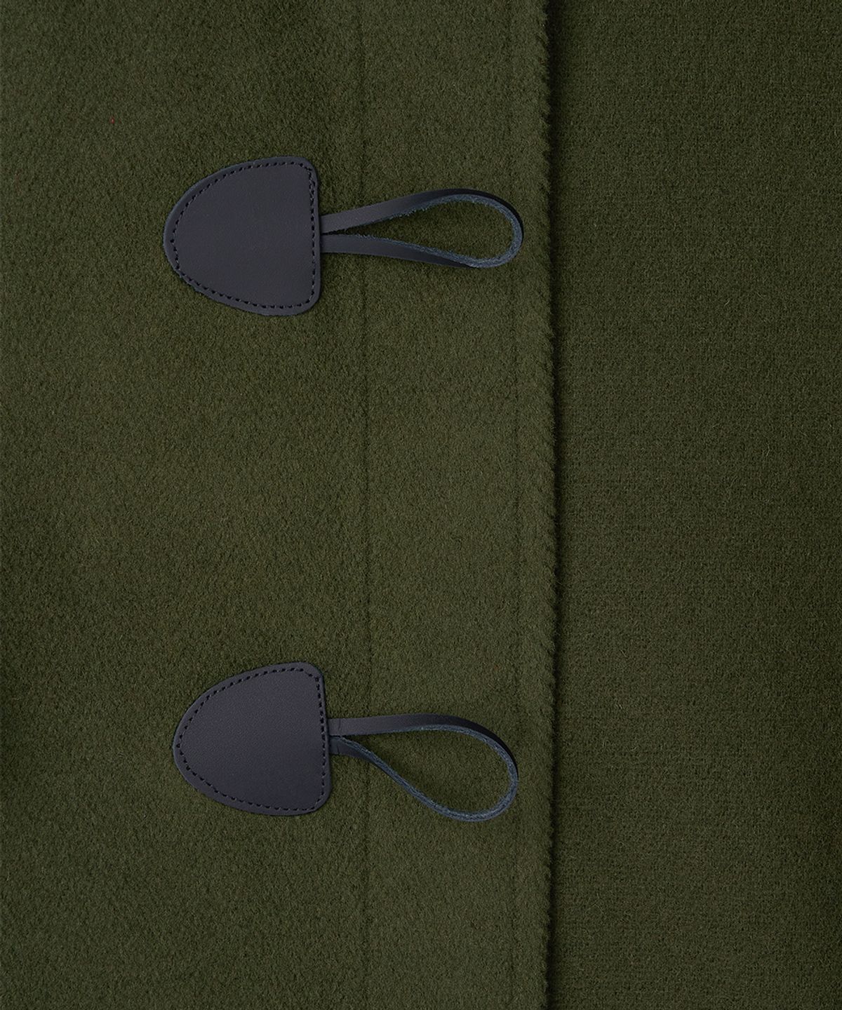 몽고메리(MONTGOMERY) WOMENS CLASSIC HERRINGBONE DUFFLE COAT WITH HORN - GREEN