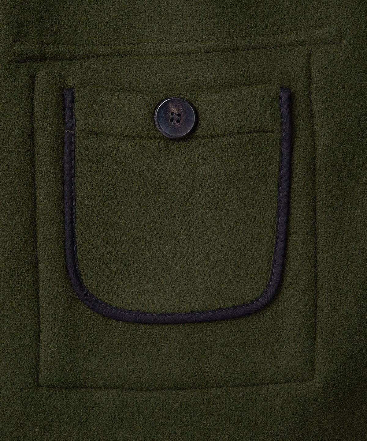 몽고메리(MONTGOMERY) WOMENS CLASSIC HERRINGBONE DUFFLE COAT WITH HORN - GREEN