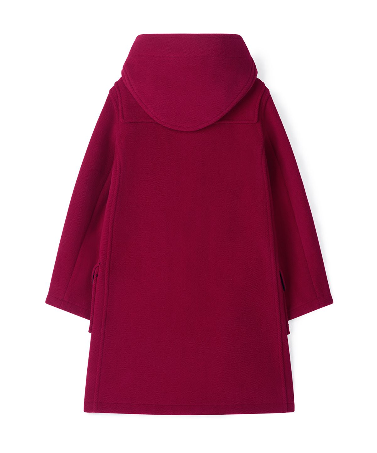 몽고메리(MONTGOMERY) WOMENS CLASSIC HERRINGBONE DUFFLE COAT WITH HORN - CHERRY