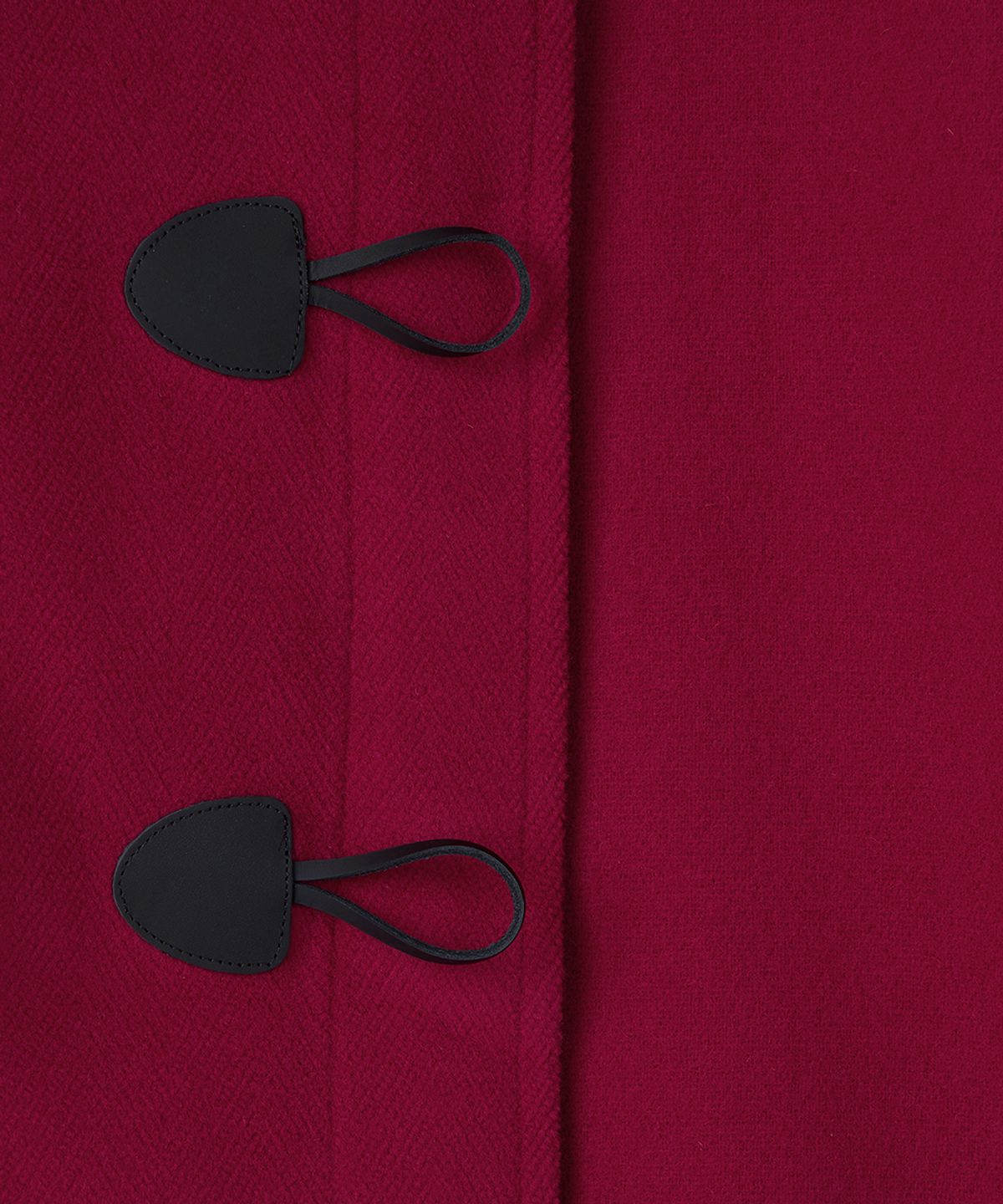 몽고메리(MONTGOMERY) WOMENS CLASSIC HERRINGBONE DUFFLE COAT WITH HORN - CHERRY