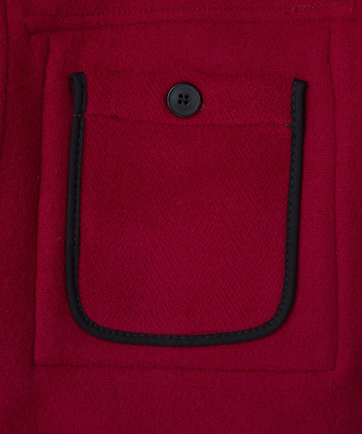 몽고메리(MONTGOMERY) WOMENS CLASSIC HERRINGBONE DUFFLE COAT WITH HORN - CHERRY