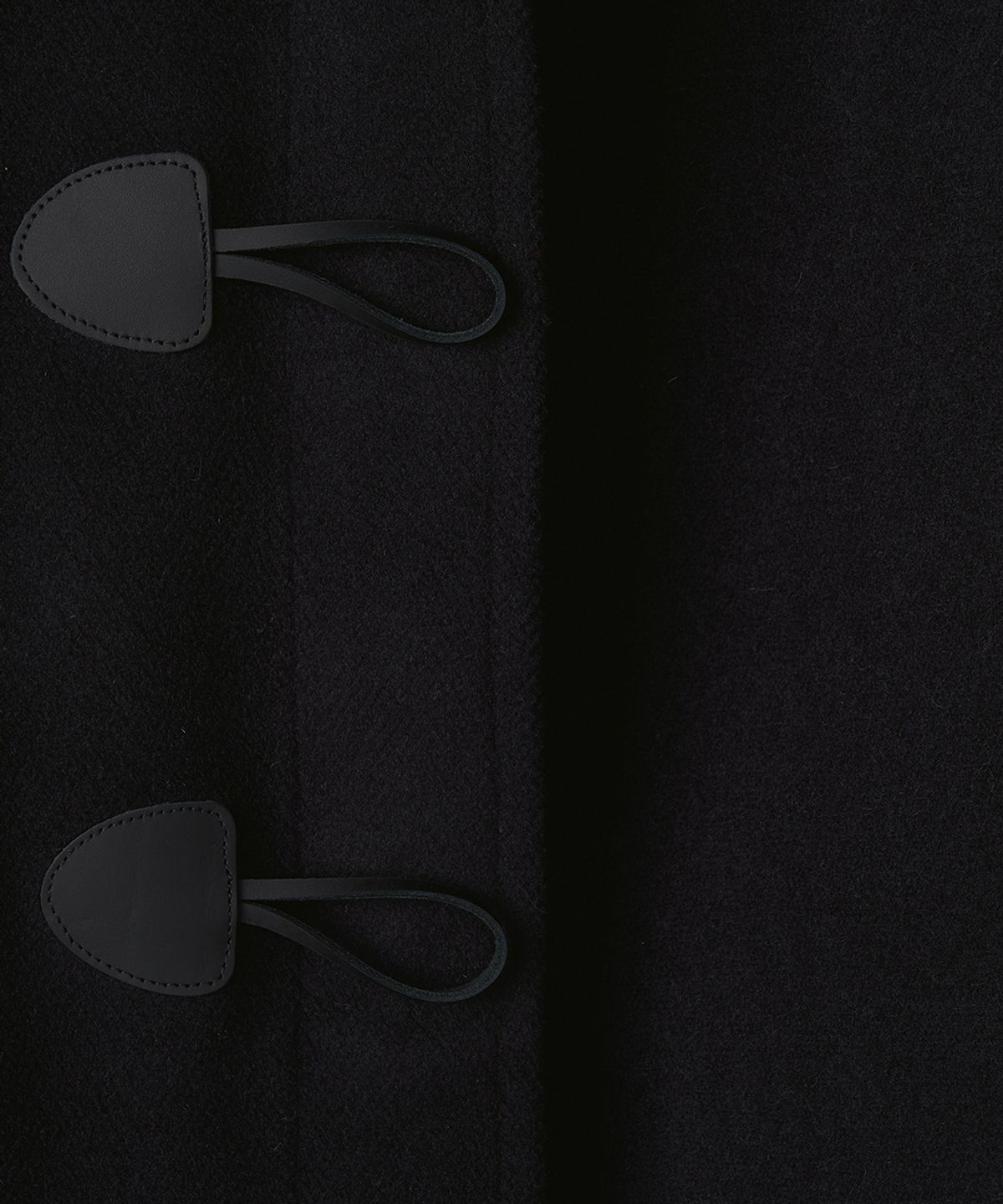 몽고메리(MONTGOMERY) WOMENS CLASSIC HERRINGBONE DUFFLE COAT WITH HORN - BLACK